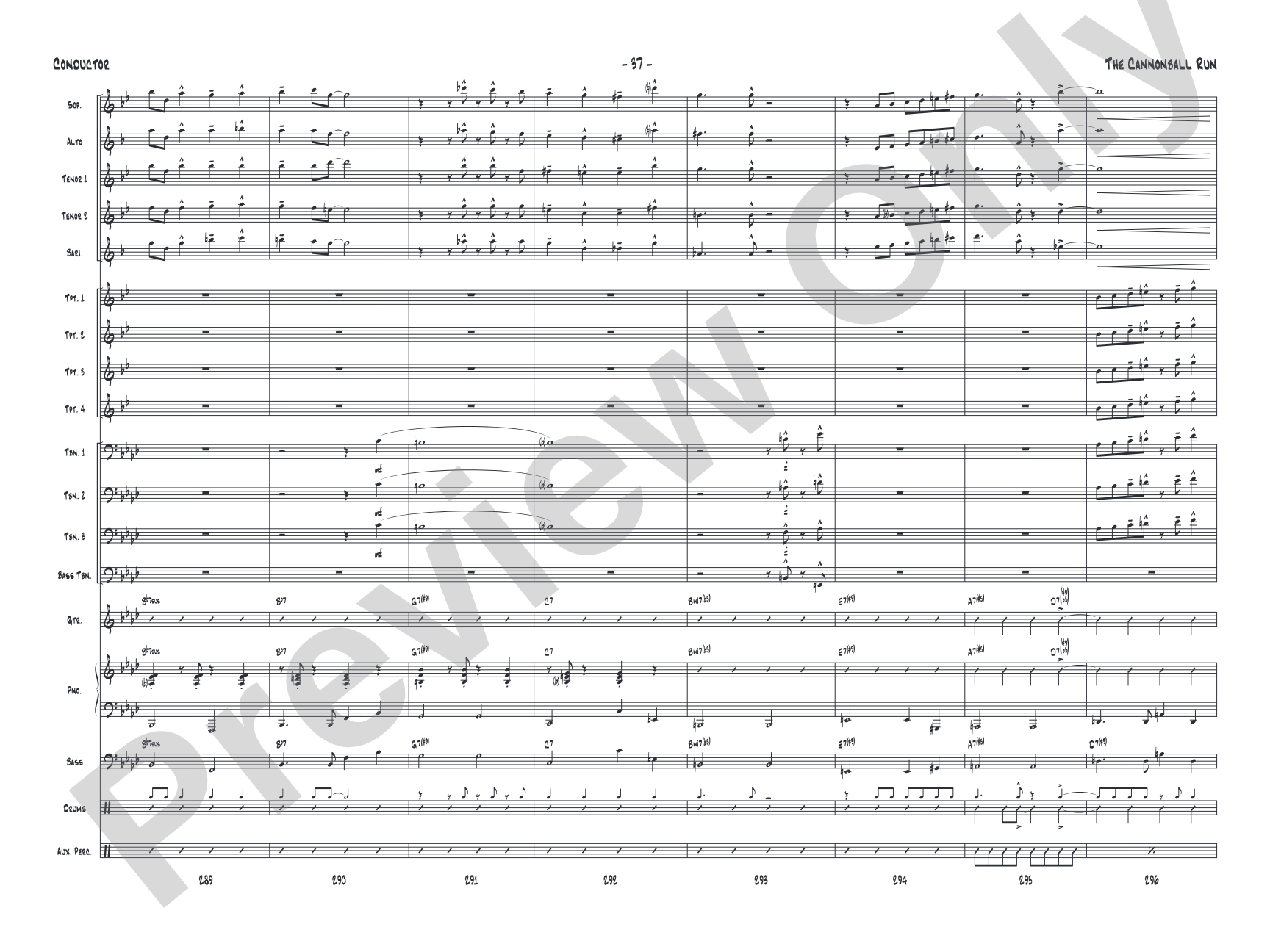 The Cannonball Run: Jazz Ensemble Conductor Score & Parts