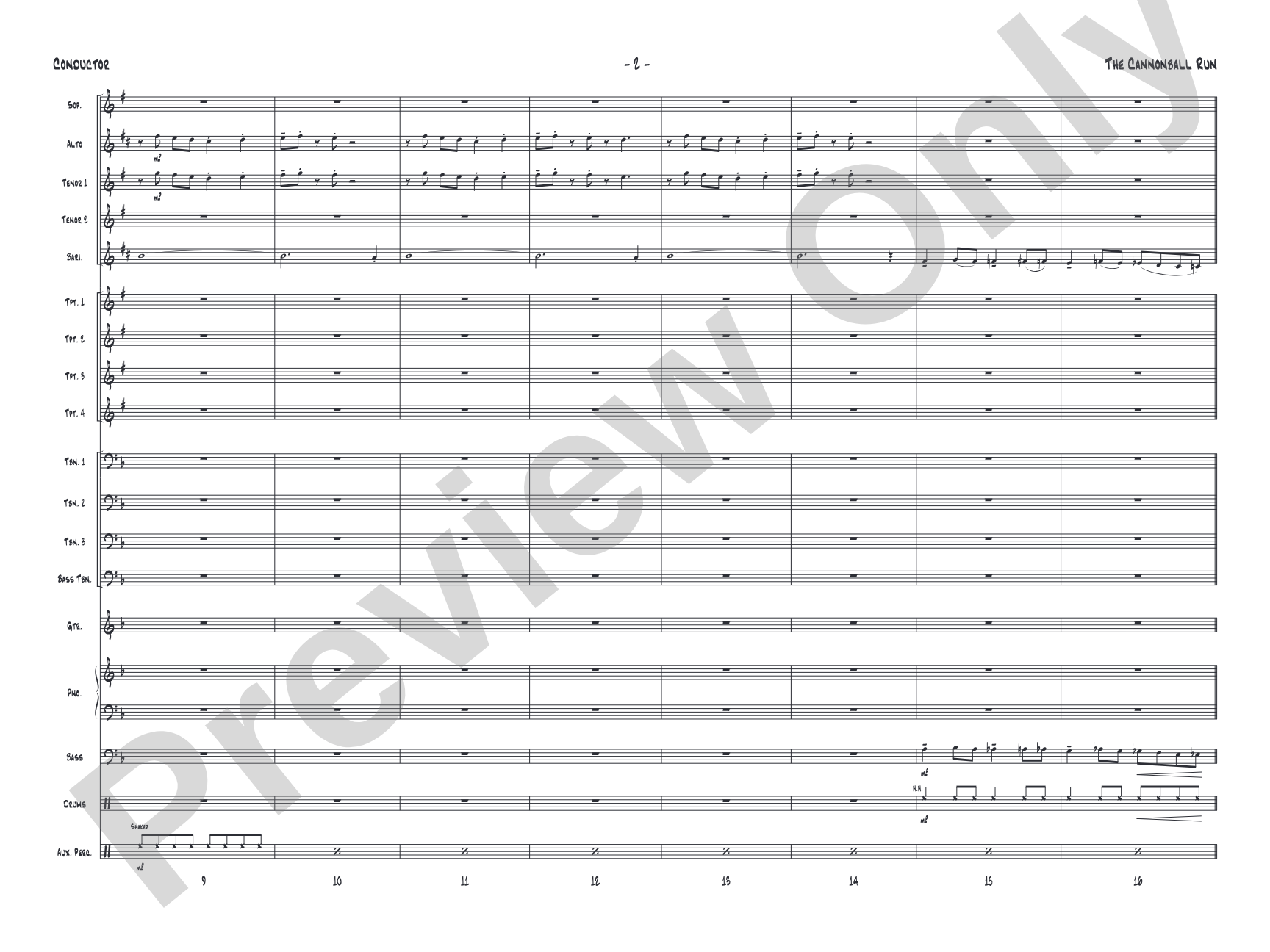 The Cannonball Run: Jazz Ensemble Conductor Score & Parts
