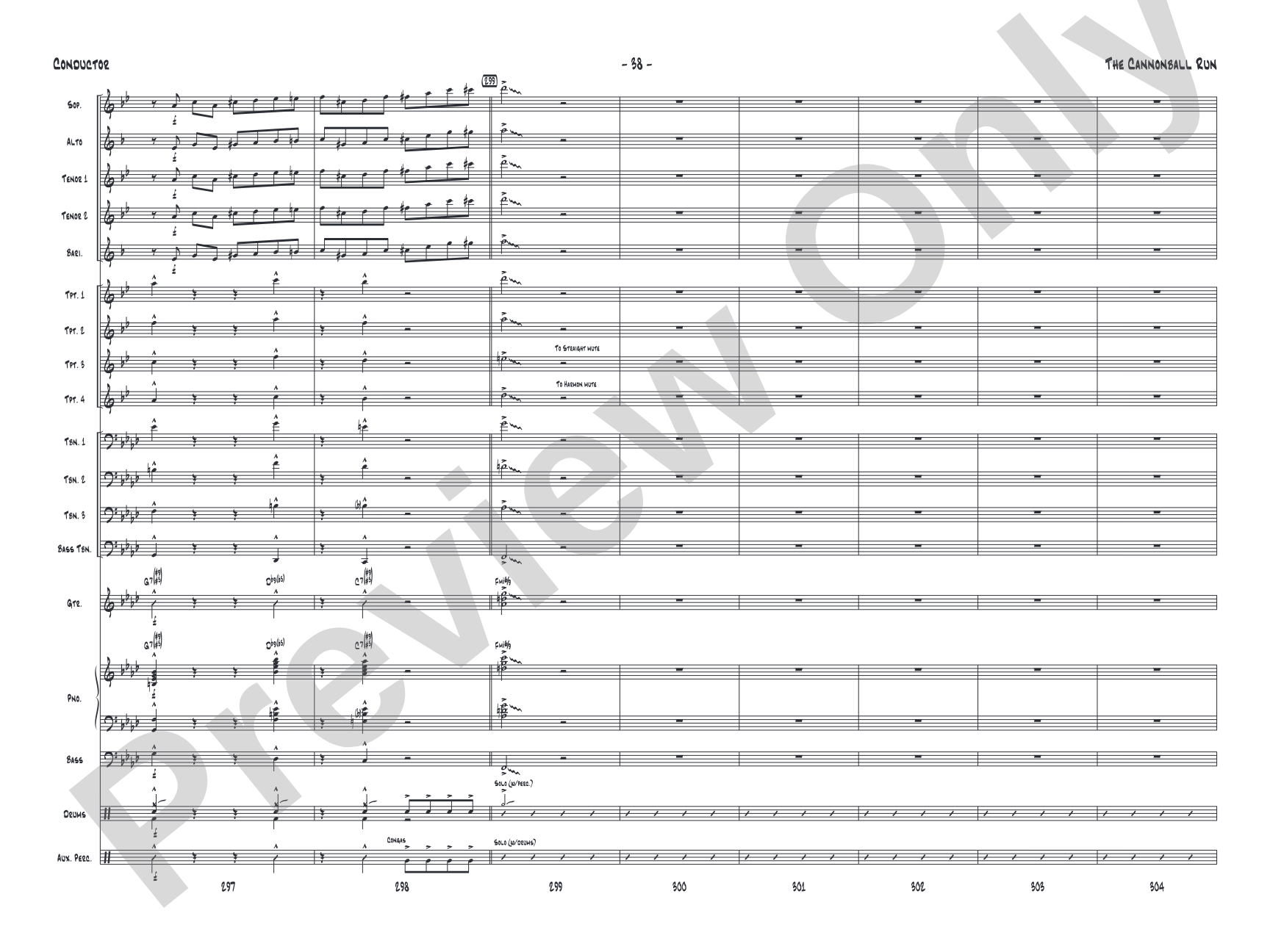 The Cannonball Run: Jazz Ensemble Conductor Score & Parts