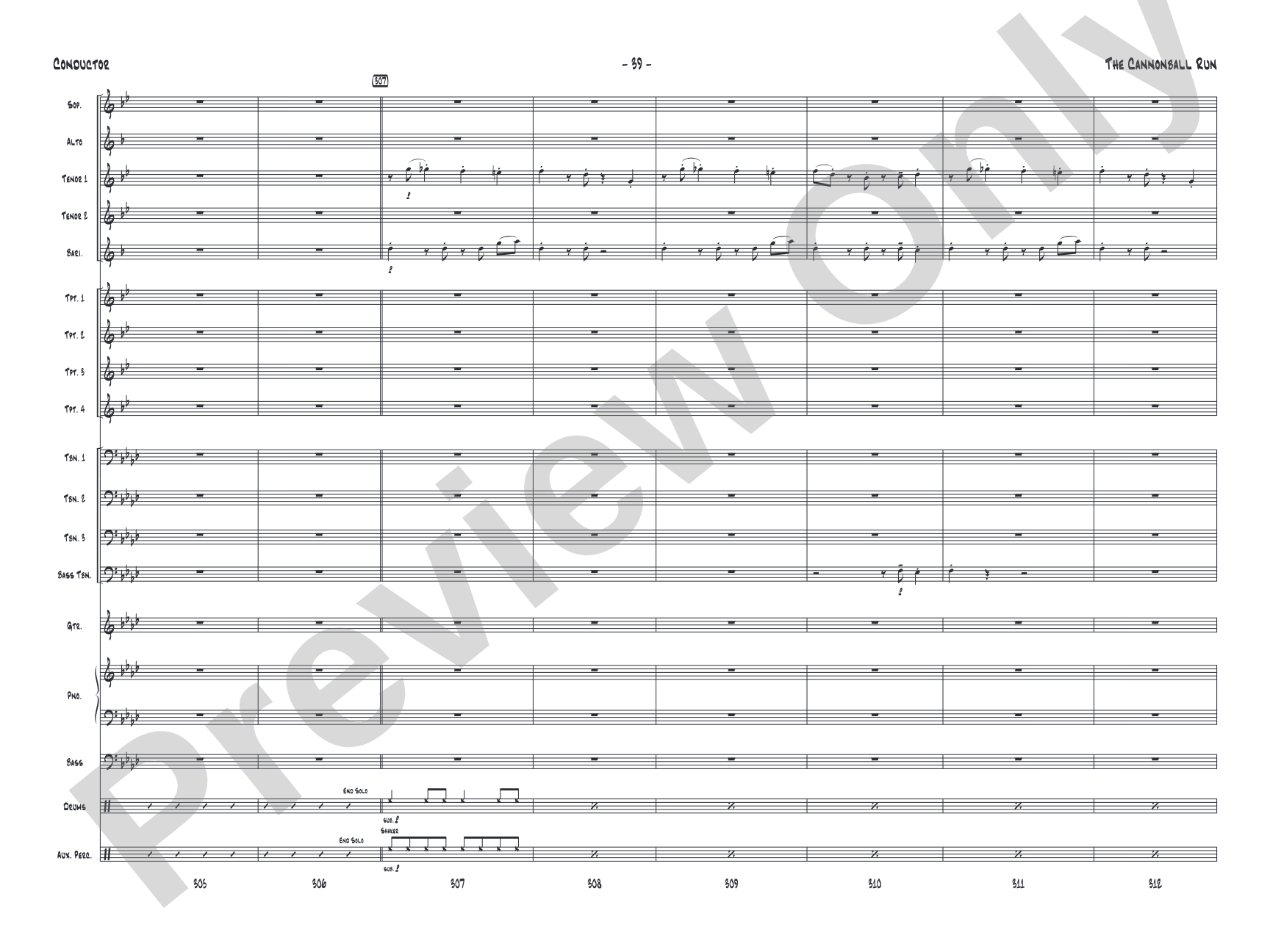 The Cannonball Run: Jazz Ensemble Conductor Score & Parts