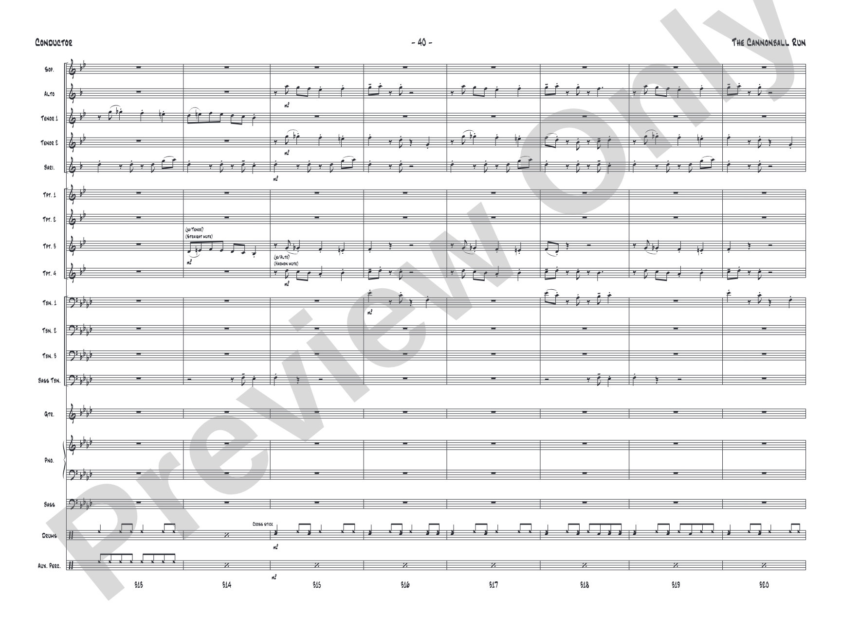 The Cannonball Run: Jazz Ensemble Conductor Score & Parts