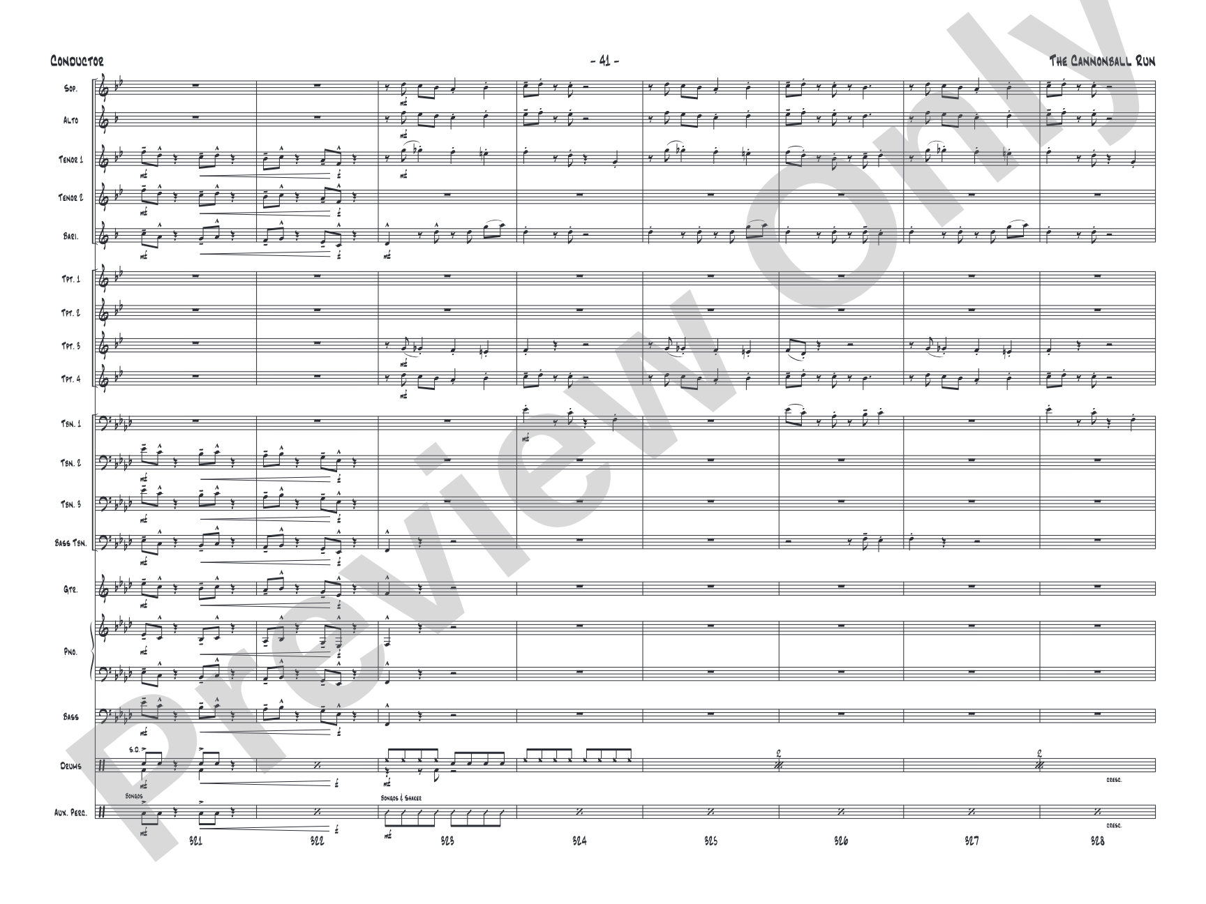 The Cannonball Run: Jazz Ensemble Conductor Score & Parts