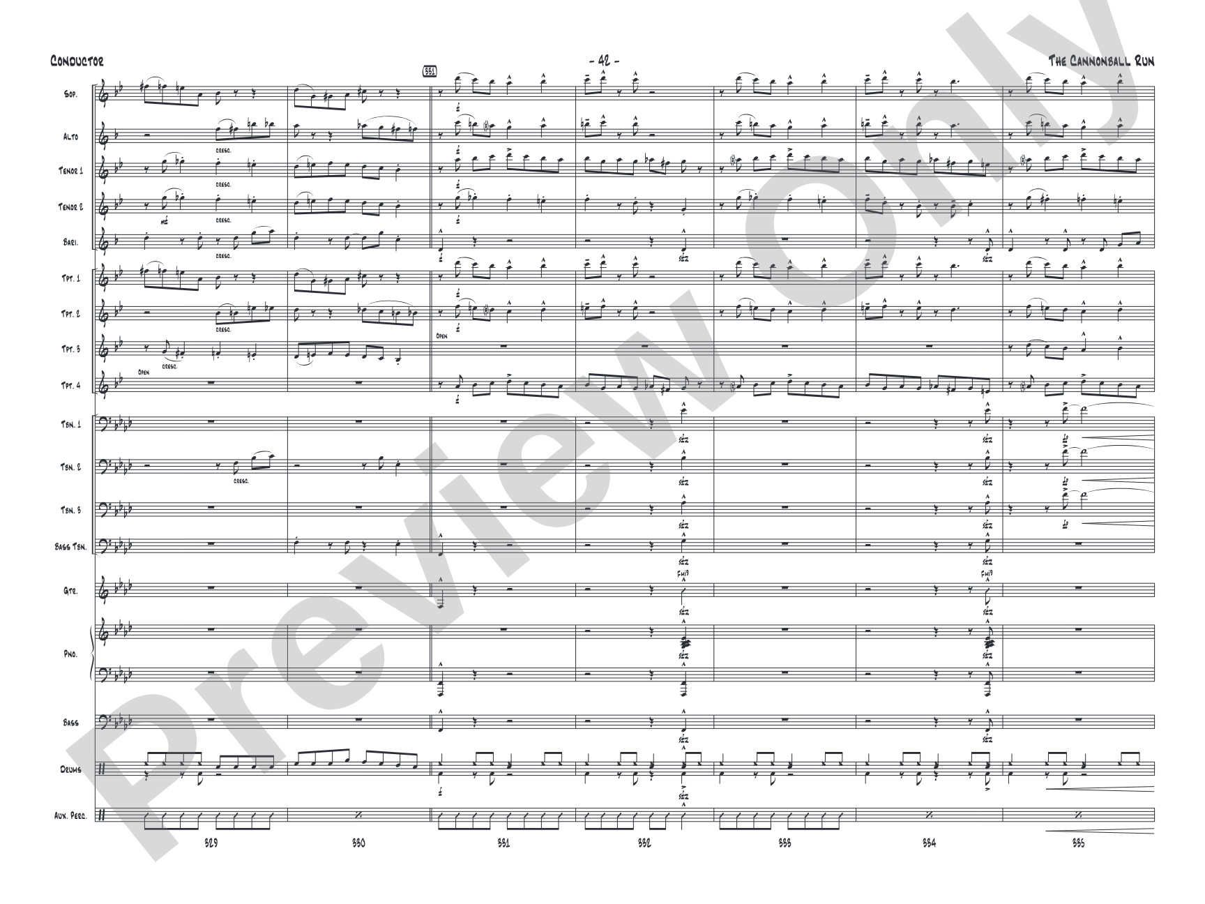 The Cannonball Run: Jazz Ensemble Conductor Score & Parts