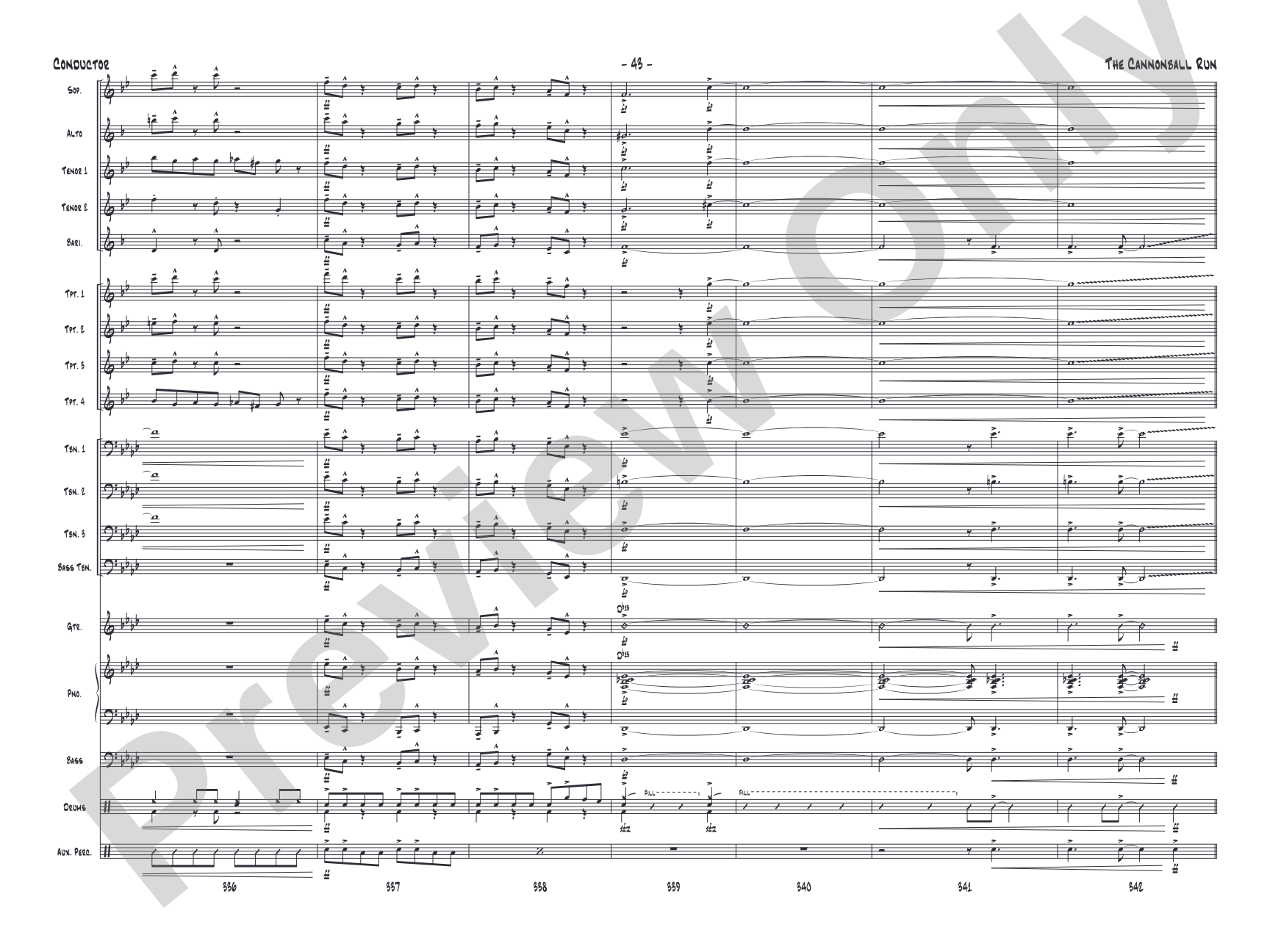 The Cannonball Run: Jazz Ensemble Conductor Score & Parts