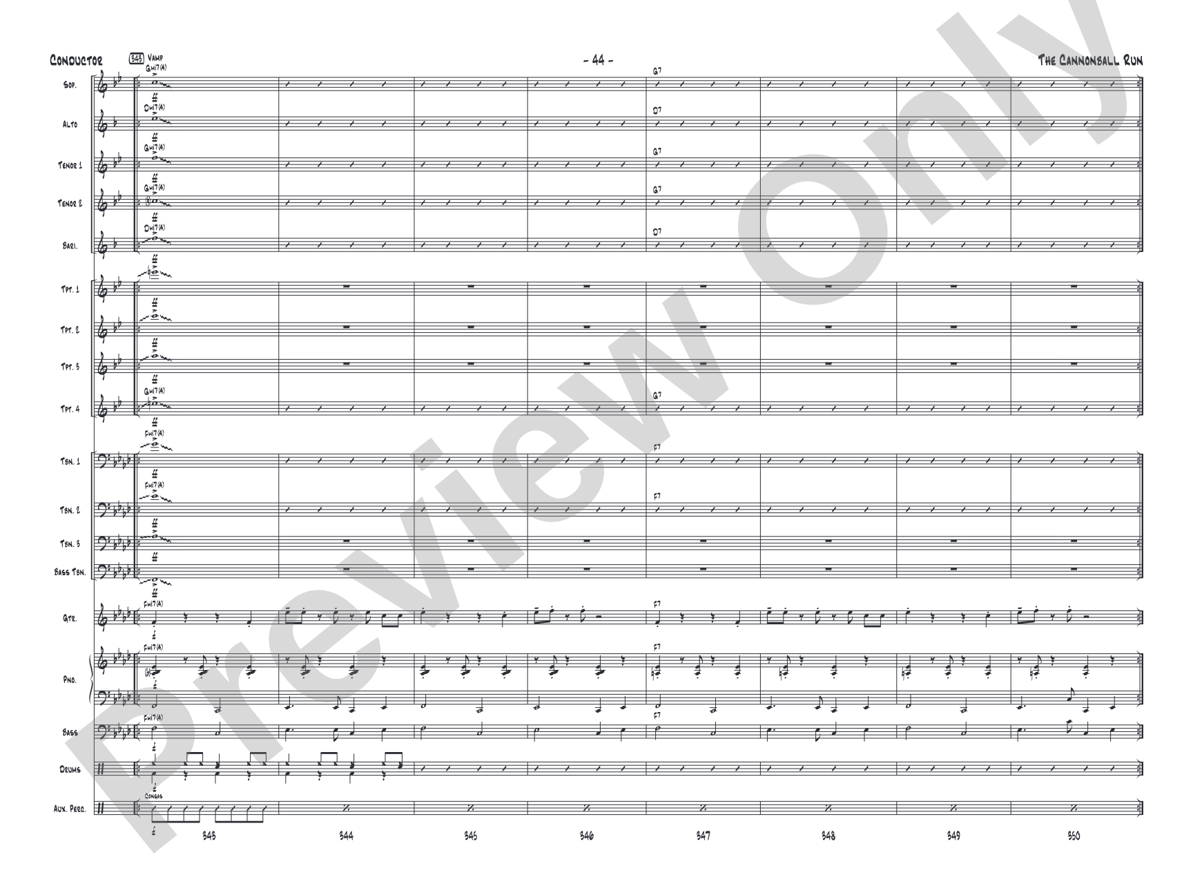 The Cannonball Run: Jazz Ensemble Conductor Score & Parts