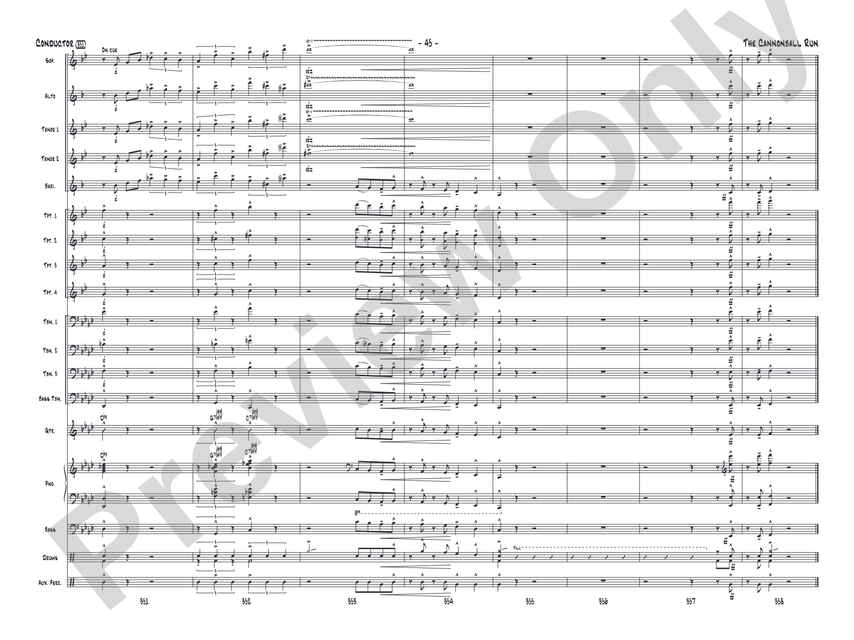 The Cannonball Run: Jazz Ensemble Conductor Score & Parts