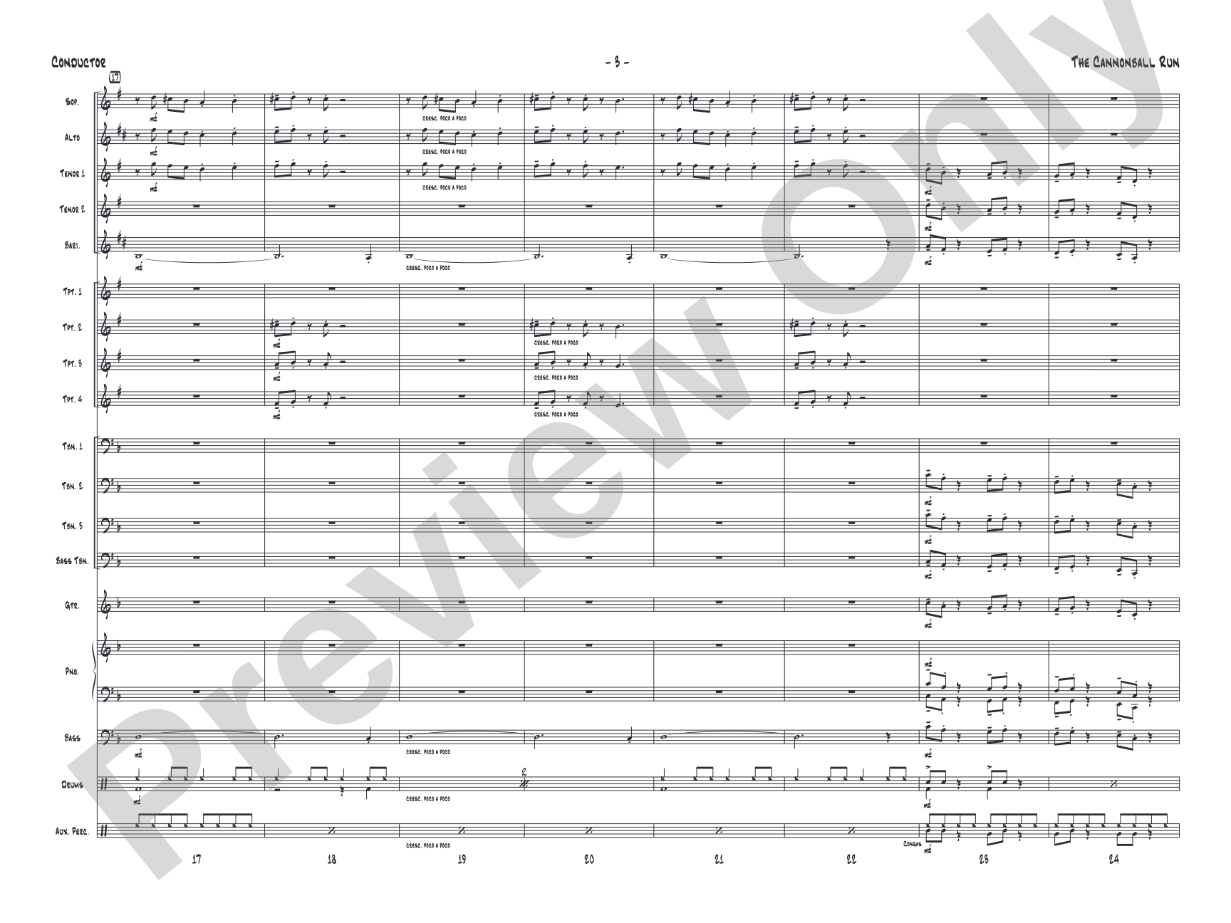 The Cannonball Run: Jazz Ensemble Conductor Score & Parts
