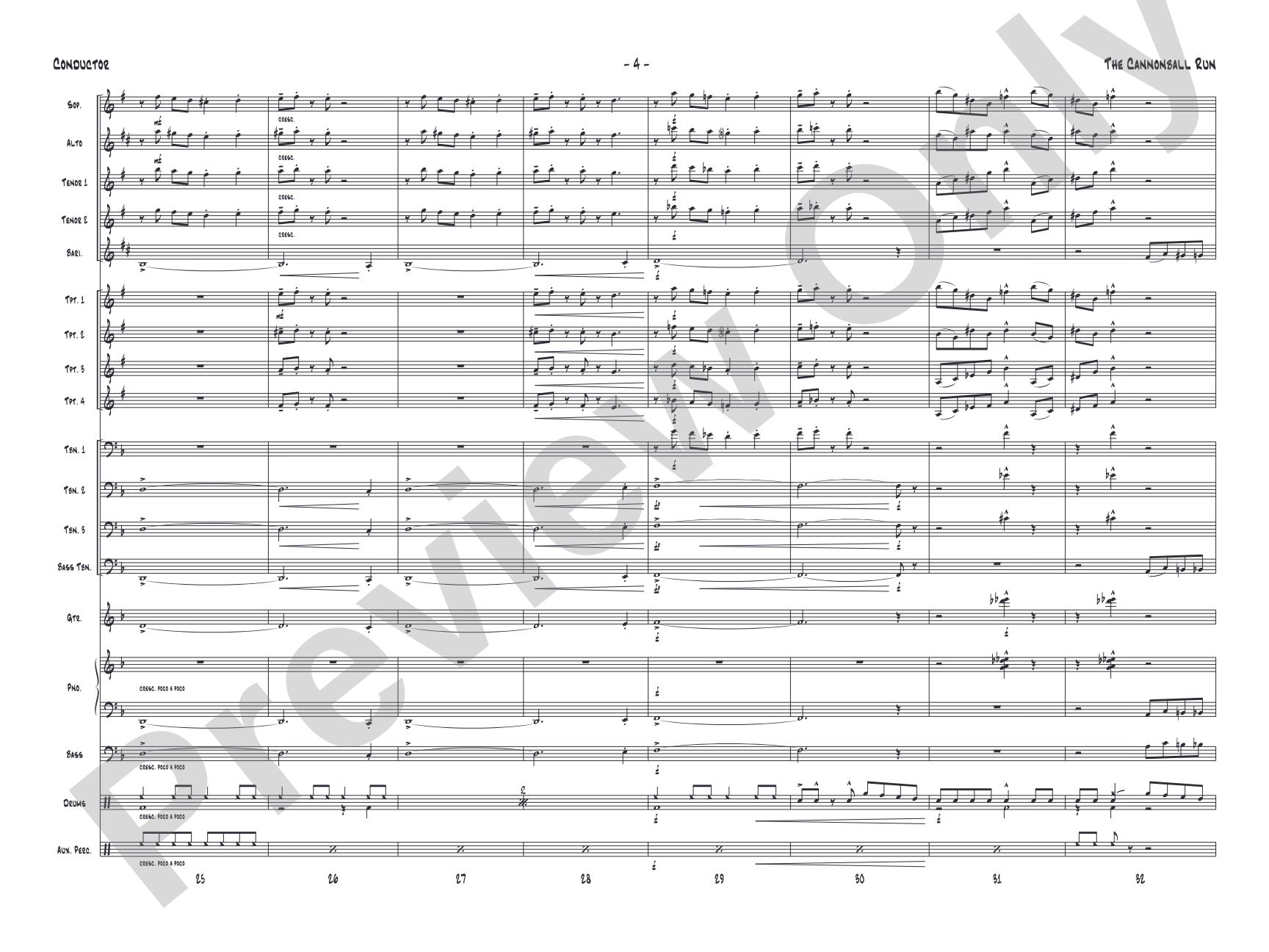 The Cannonball Run: Jazz Ensemble Conductor Score & Parts