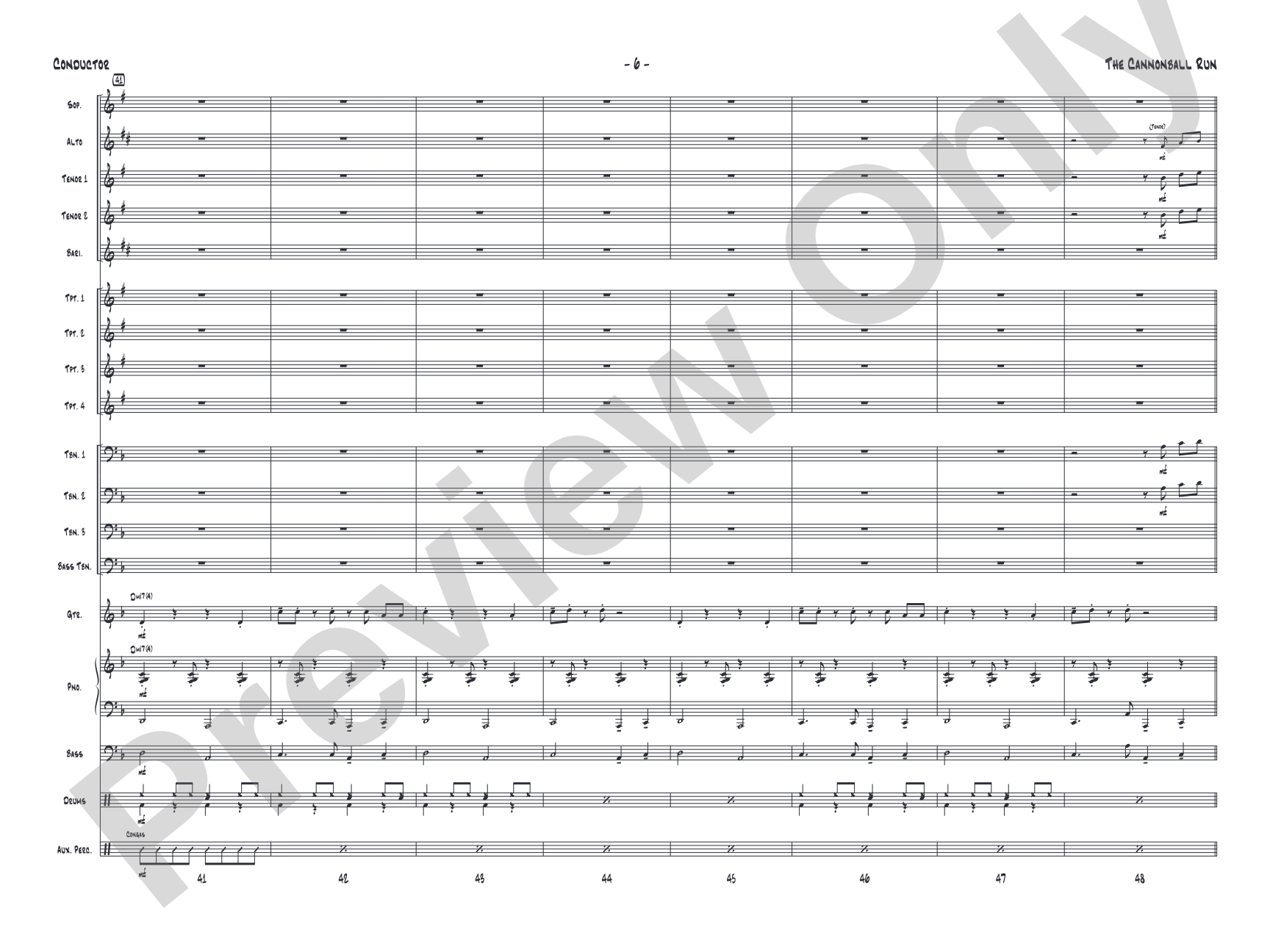 The Cannonball Run: Jazz Ensemble Conductor Score & Parts