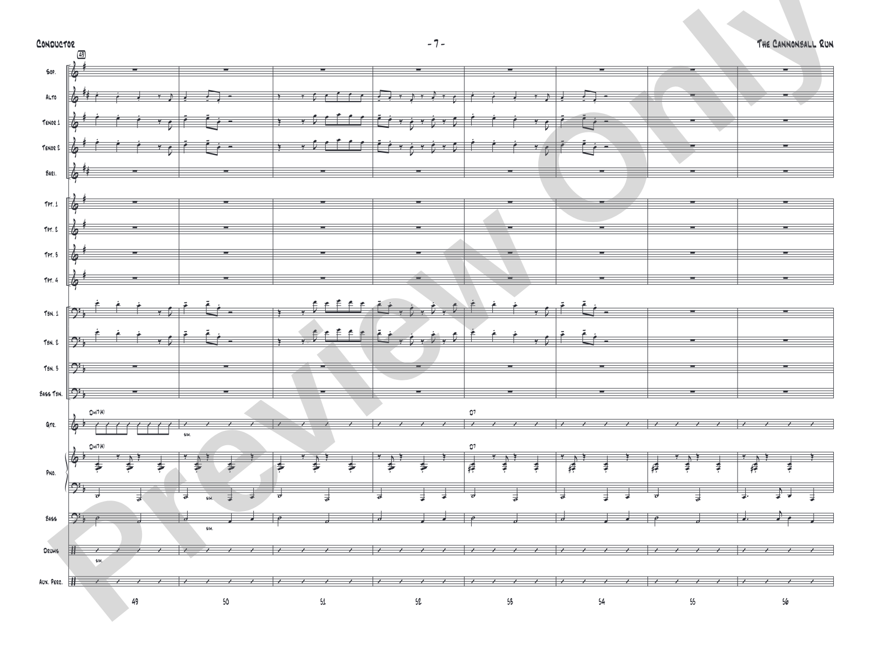 The Cannonball Run: Jazz Ensemble Conductor Score & Parts