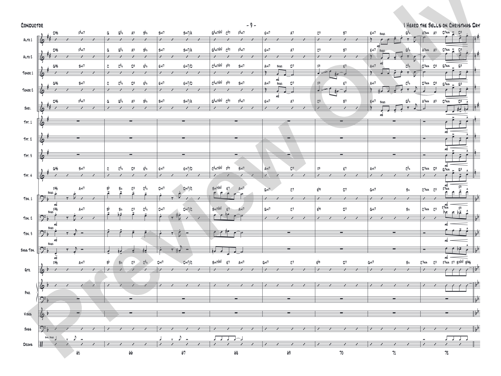 I Heard the Bells on Christmas Day: Jazz Ensemble Conductor Score & Parts