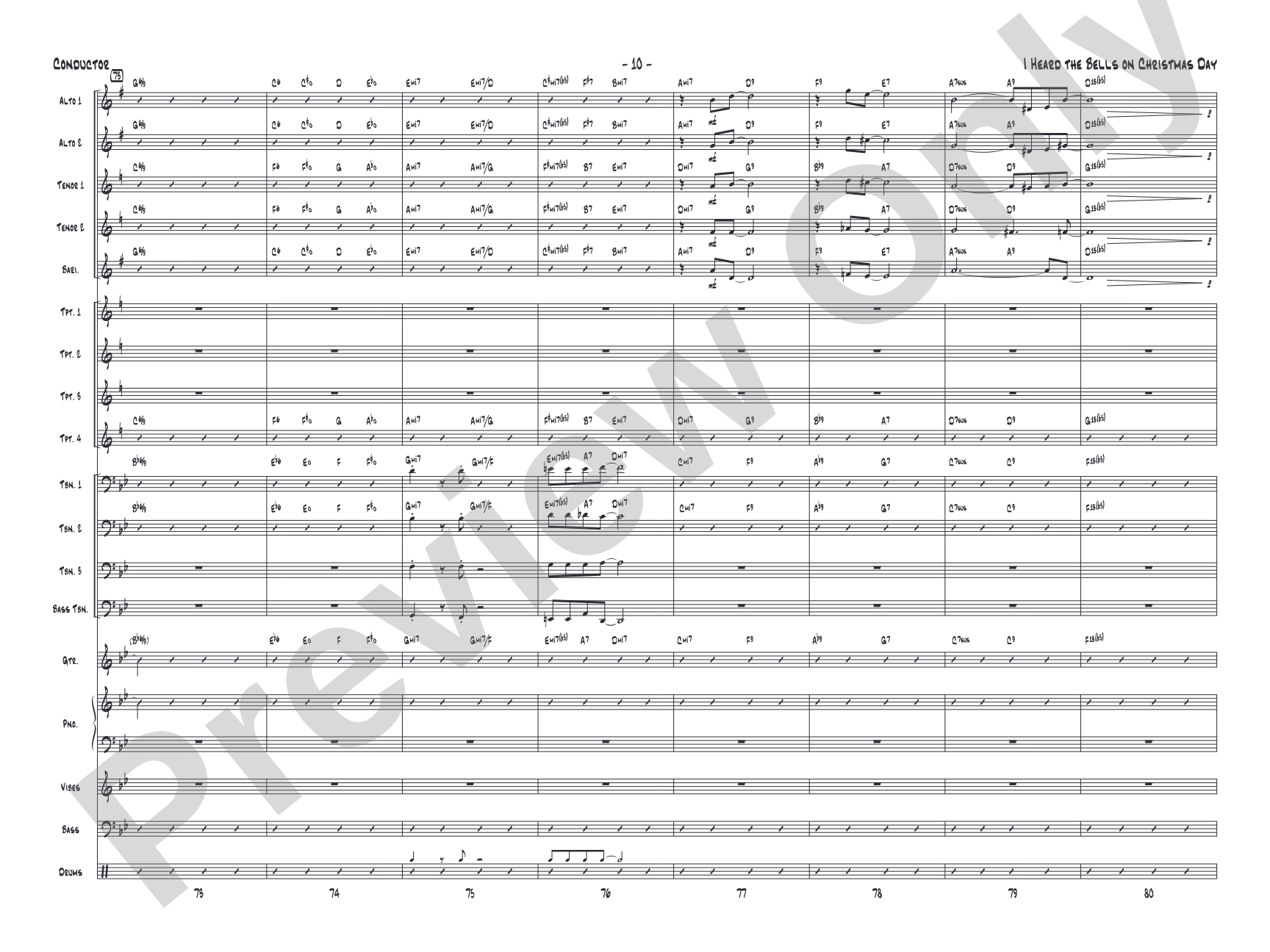 I Heard the Bells on Christmas Day: Jazz Ensemble Conductor Score & Parts
