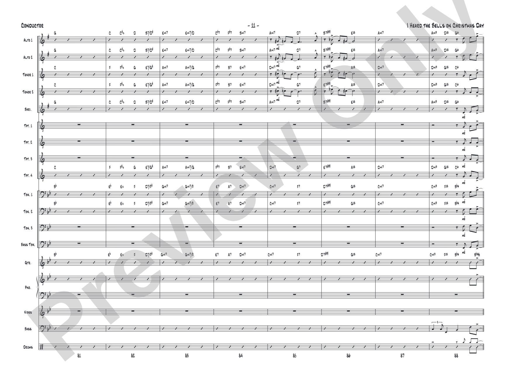I Heard the Bells on Christmas Day: Jazz Ensemble Conductor Score & Parts