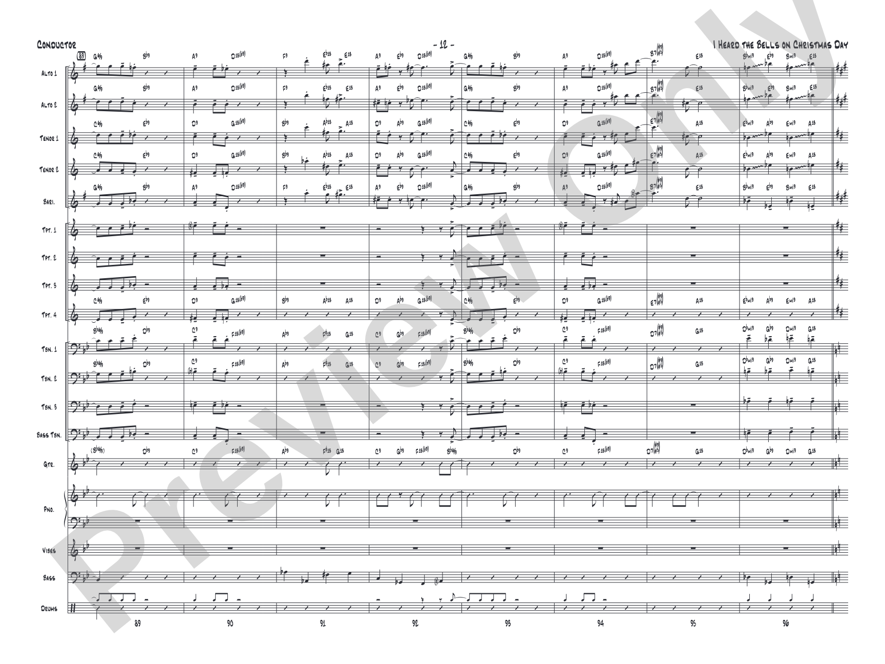 I Heard the Bells on Christmas Day: Jazz Ensemble Conductor Score & Parts