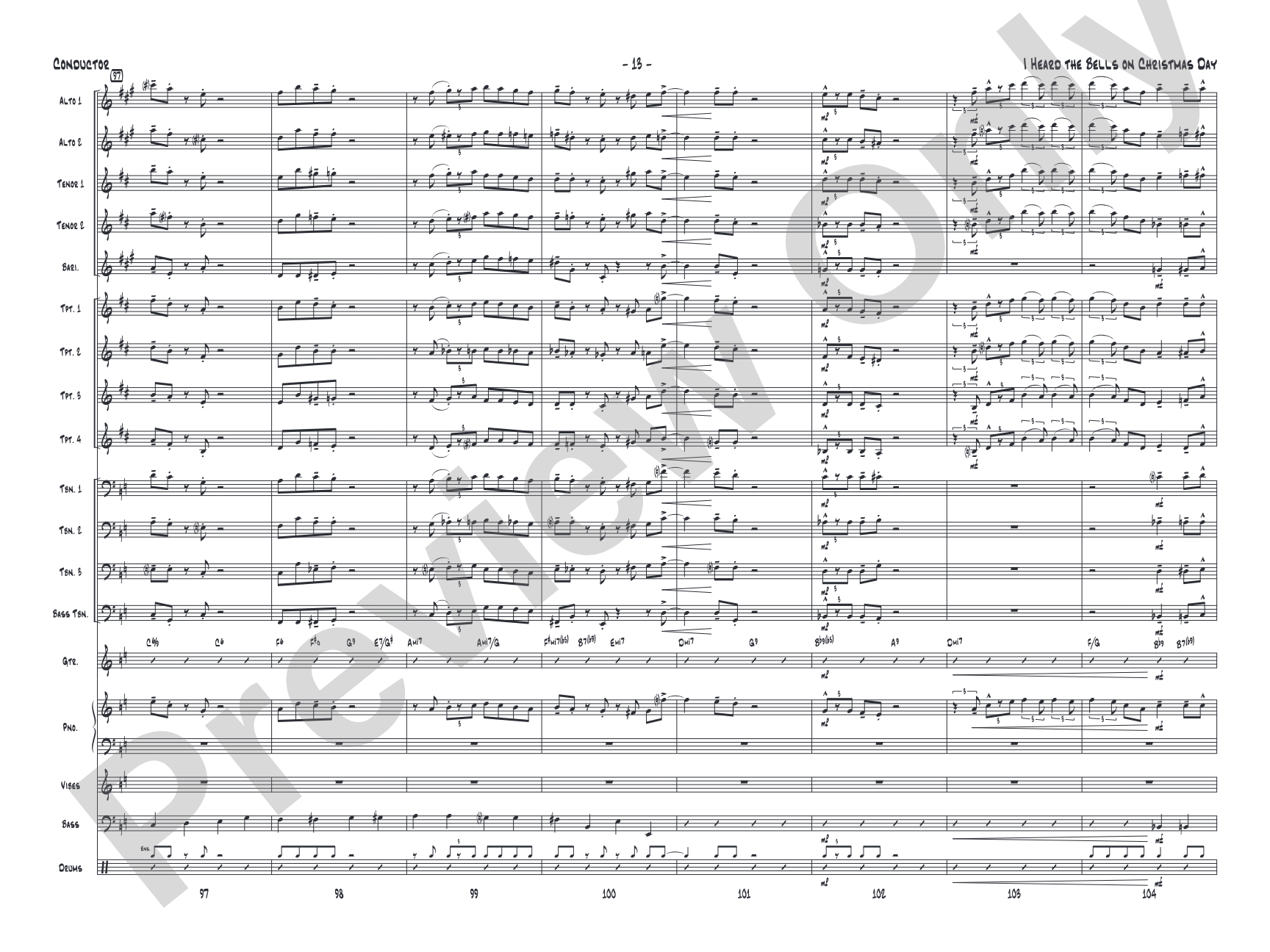 I Heard the Bells on Christmas Day: Jazz Ensemble Conductor Score & Parts