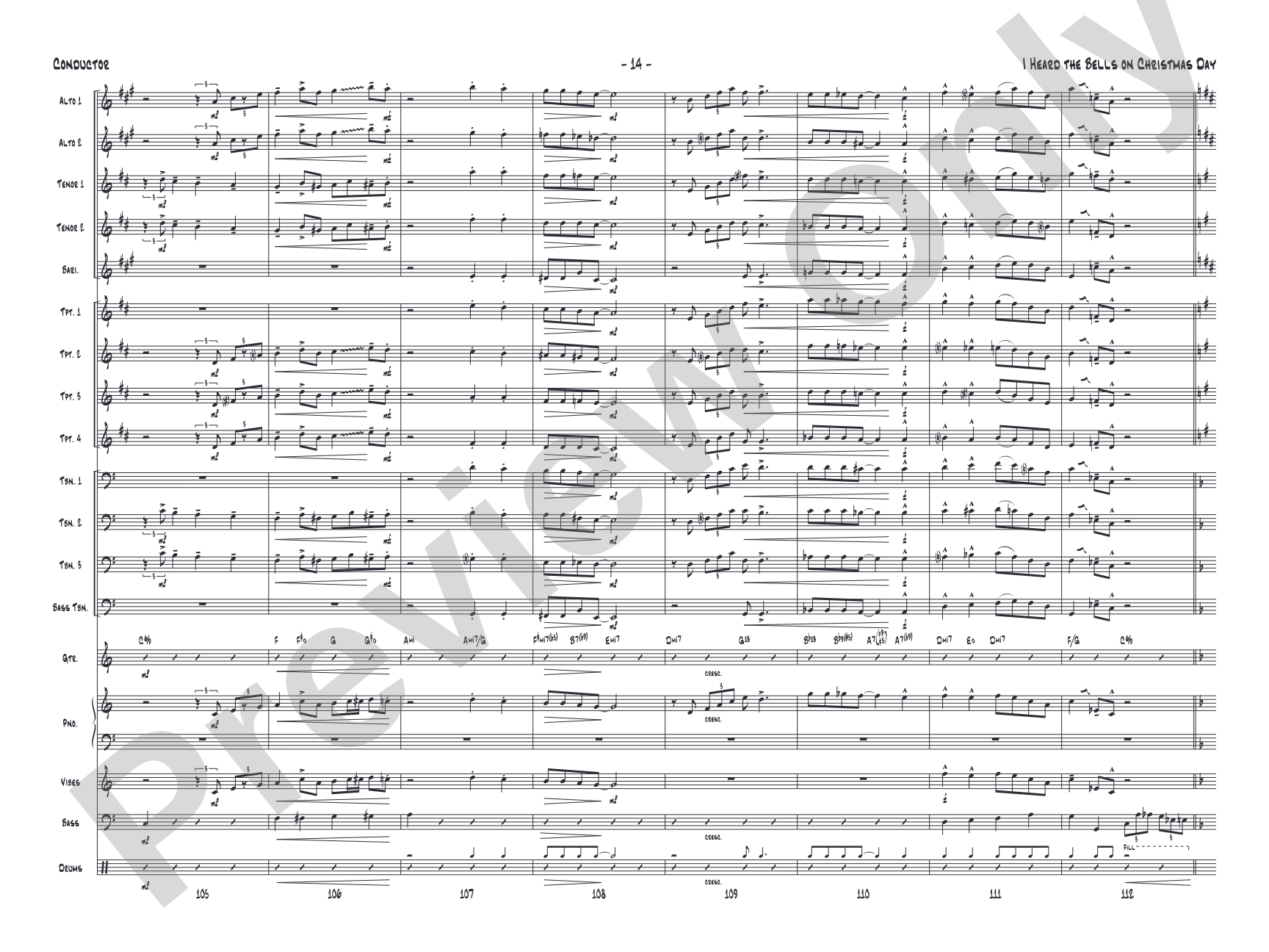 I Heard the Bells on Christmas Day: Jazz Ensemble Conductor Score & Parts