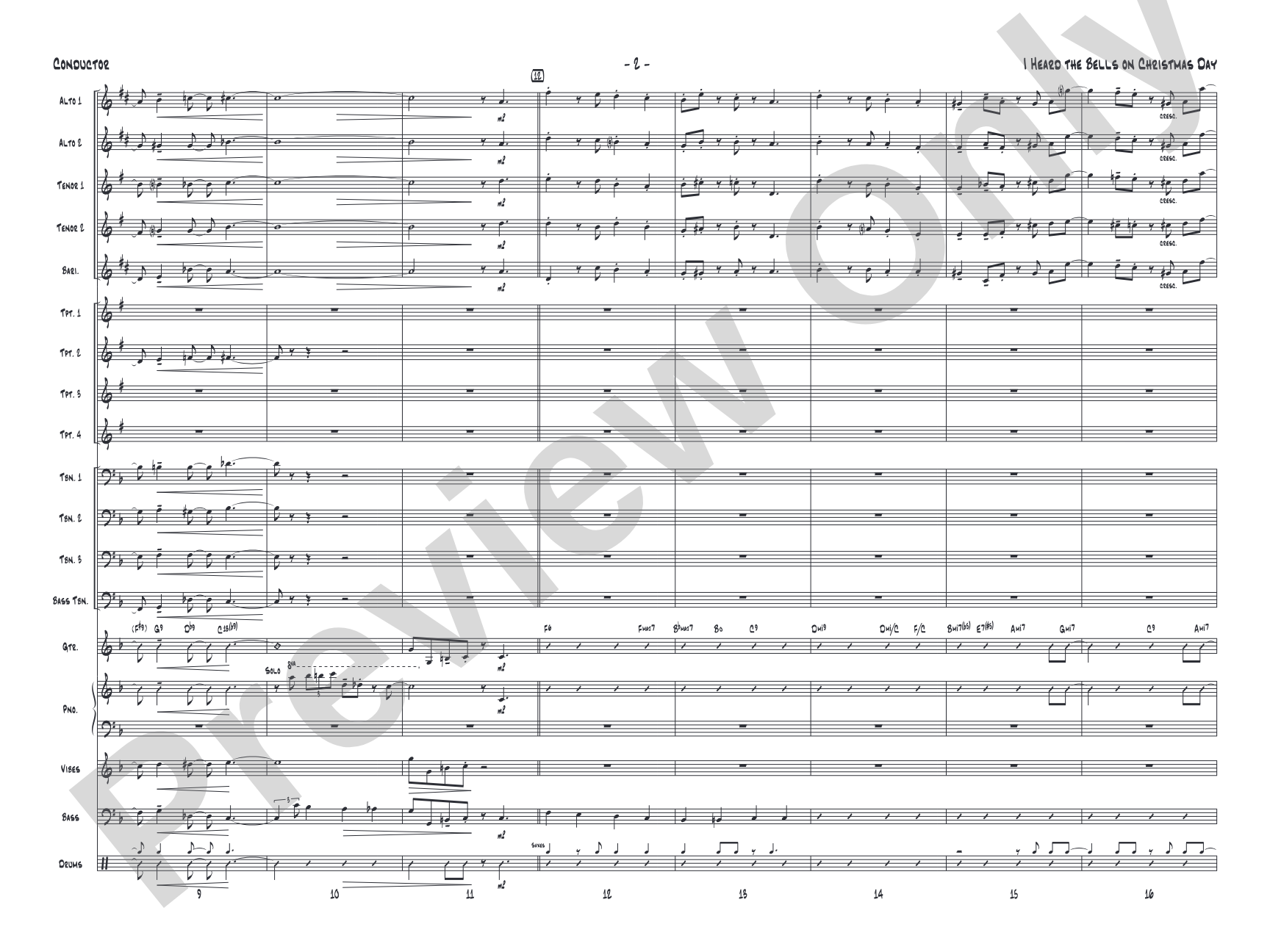 I Heard the Bells on Christmas Day: Jazz Ensemble Conductor Score & Parts