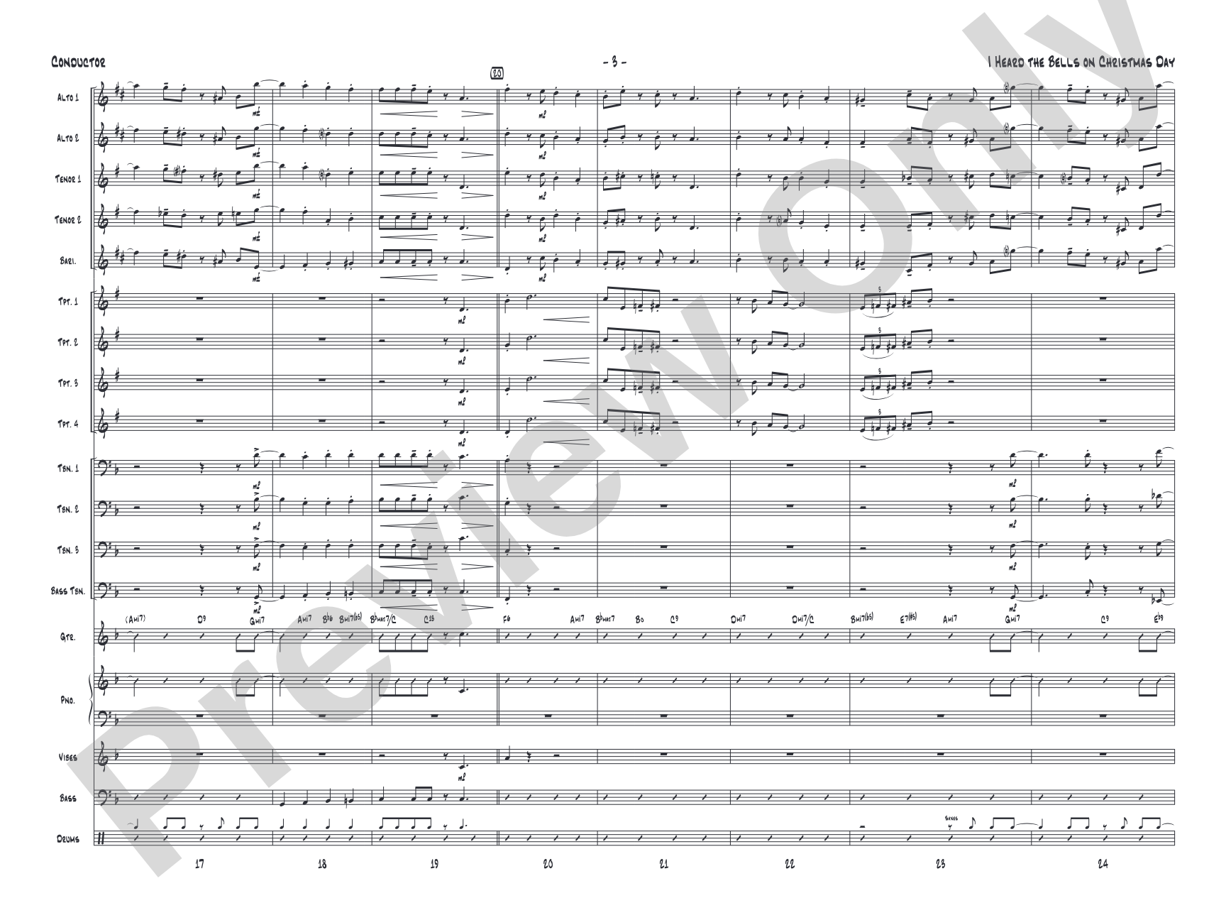 I Heard the Bells on Christmas Day: Jazz Ensemble Conductor Score & Parts
