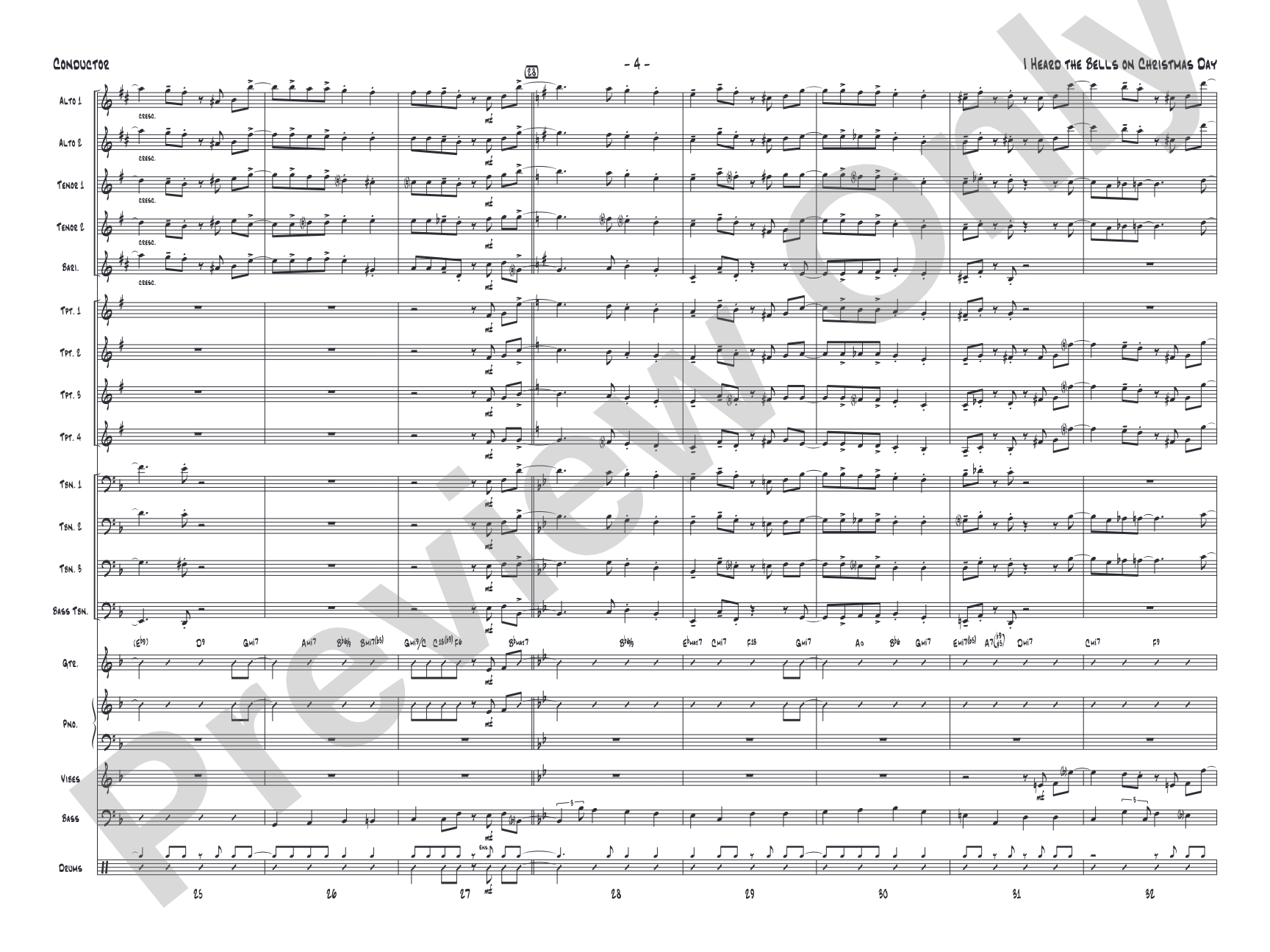 I Heard the Bells on Christmas Day: Jazz Ensemble Conductor Score & Parts