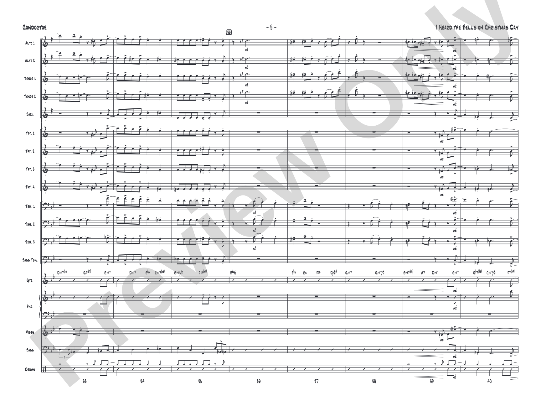 I Heard the Bells on Christmas Day: Jazz Ensemble Conductor Score & Parts