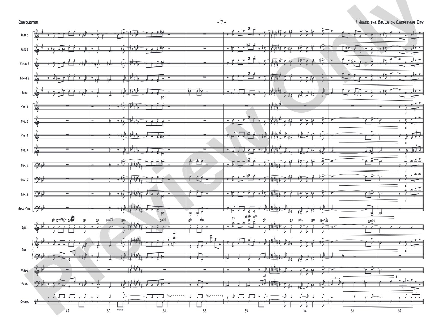 I Heard the Bells on Christmas Day: Jazz Ensemble Conductor Score & Parts