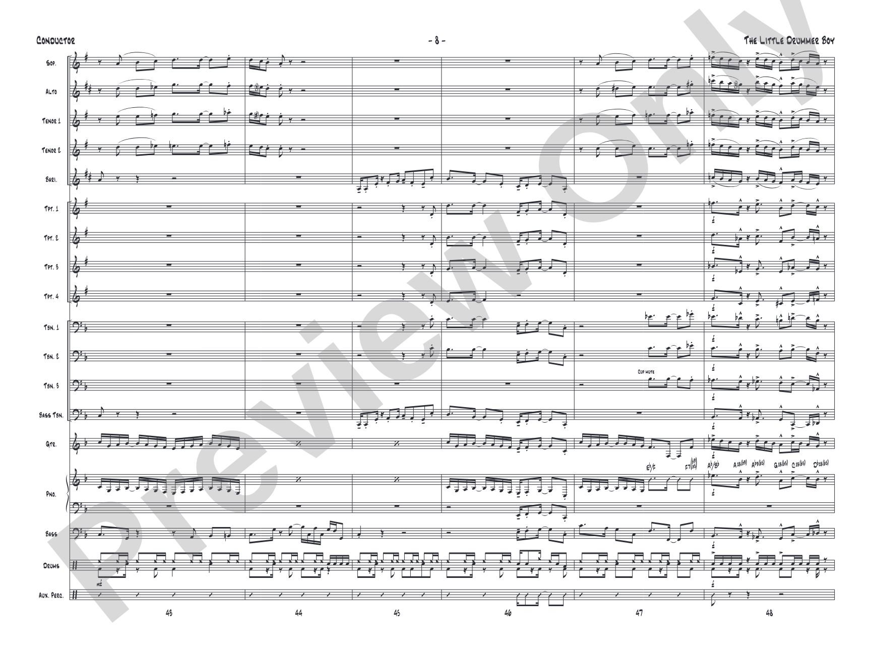 The Little Drummer Boy: Jazz Ensemble Conductor Score & Parts
