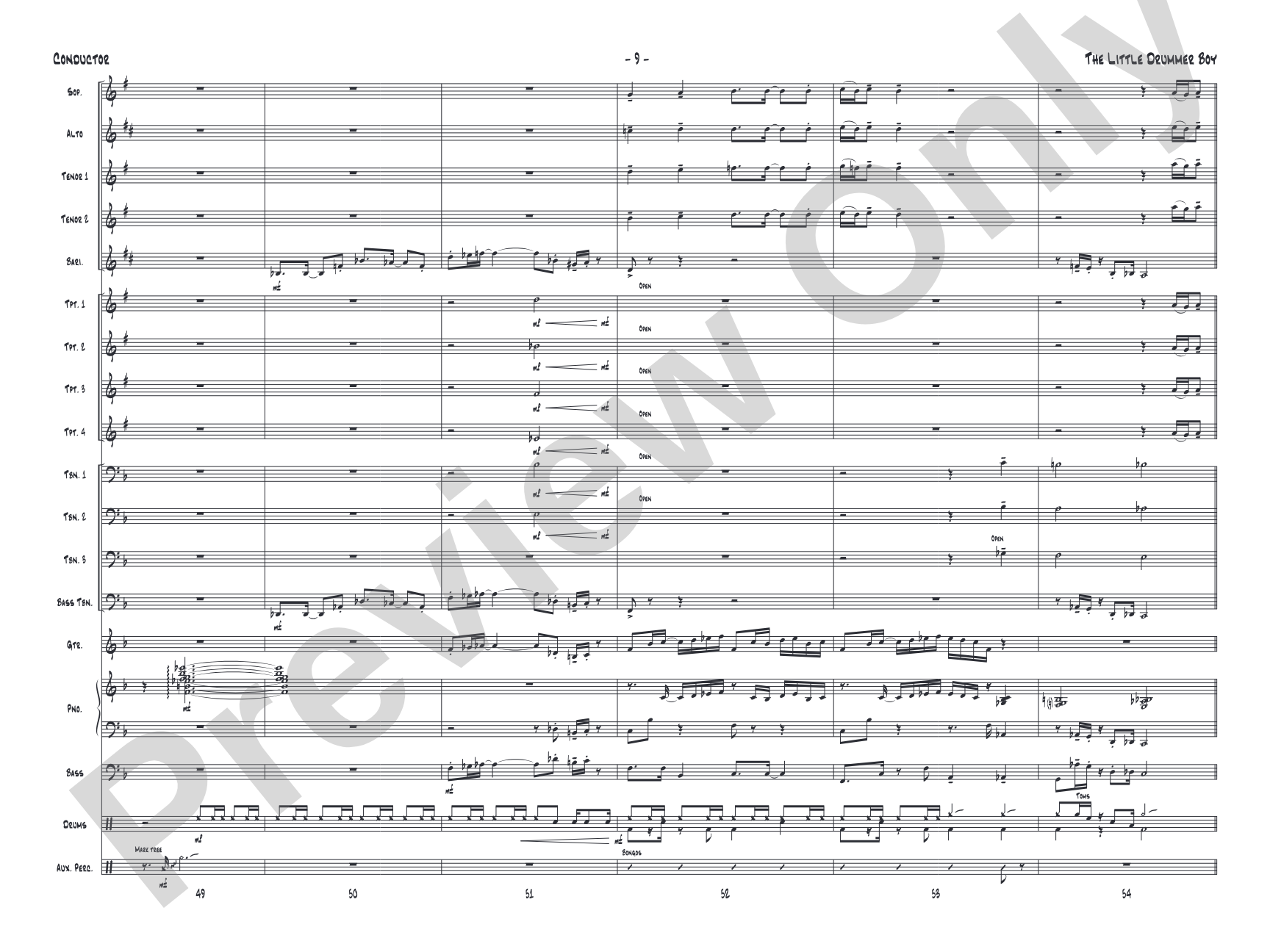 The Little Drummer Boy: Jazz Ensemble Conductor Score & Parts