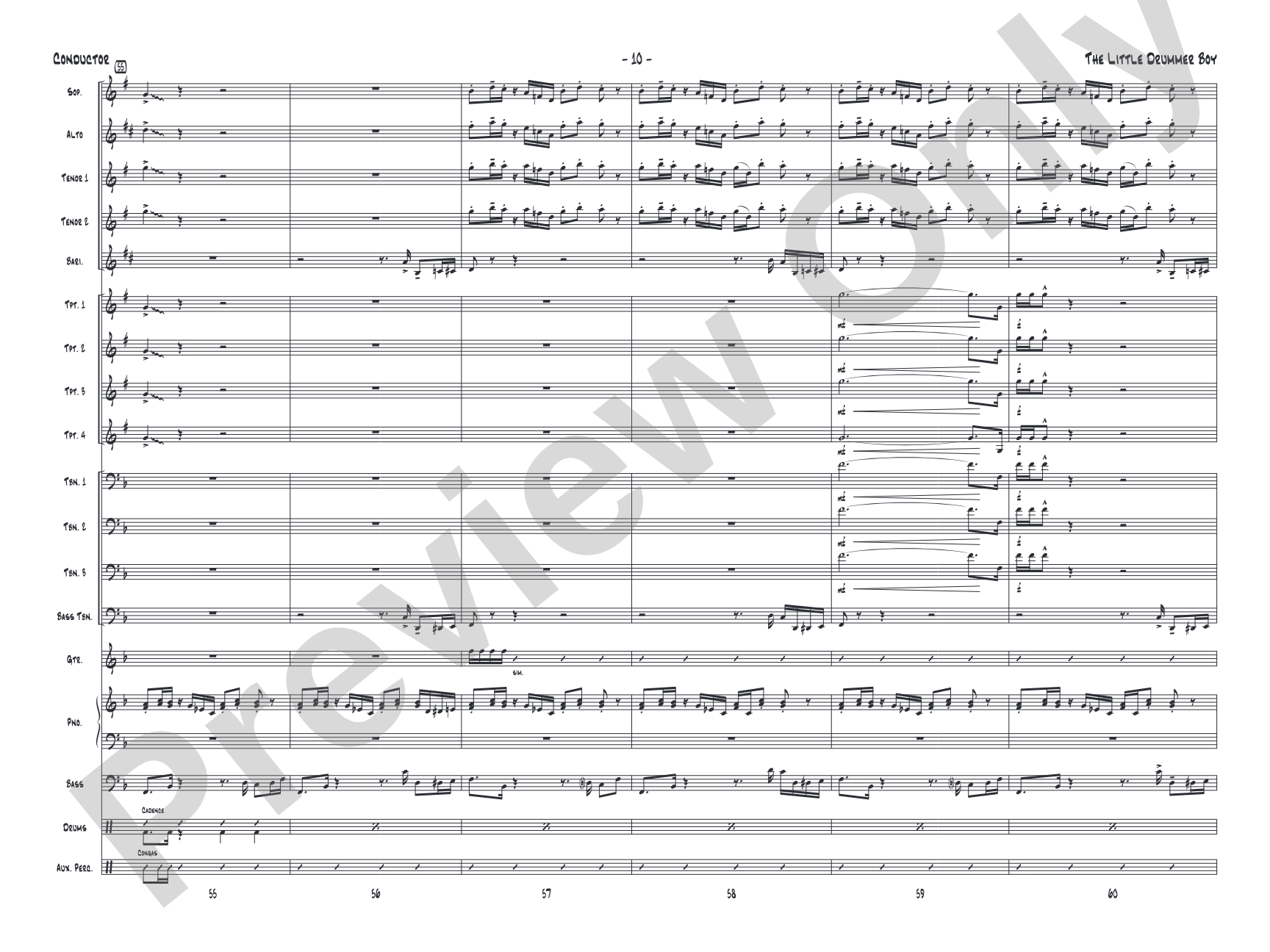 The Little Drummer Boy: Jazz Ensemble Conductor Score & Parts
