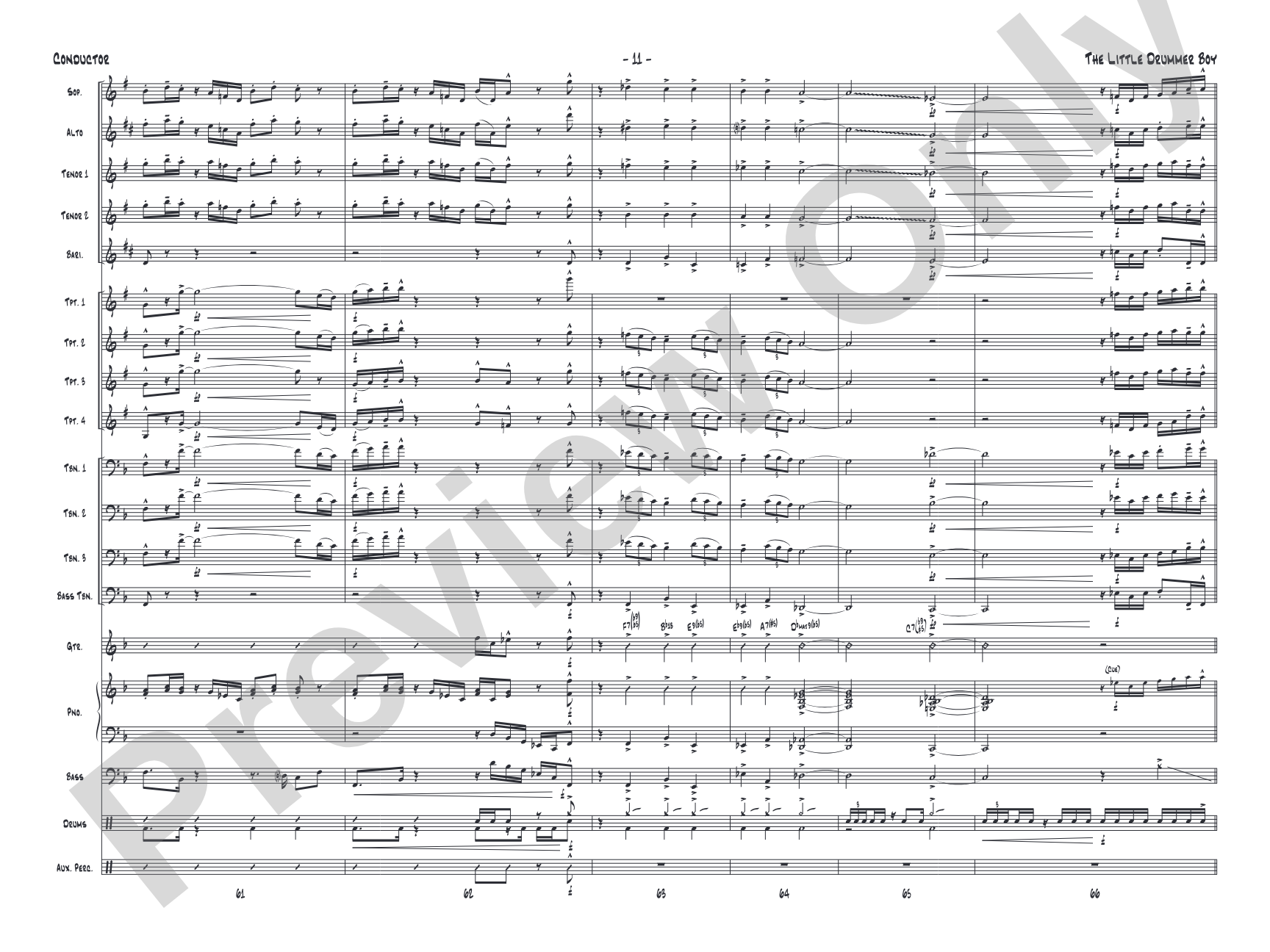The Little Drummer Boy: Jazz Ensemble Conductor Score & Parts