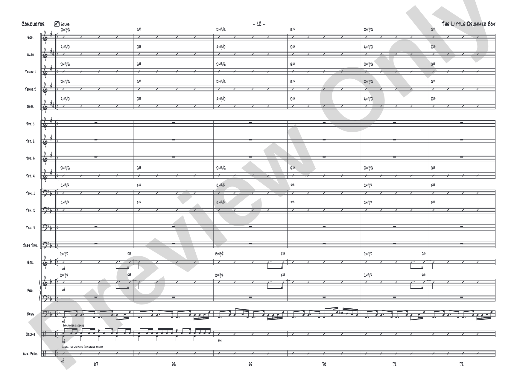 The Little Drummer Boy: Jazz Ensemble Conductor Score & Parts