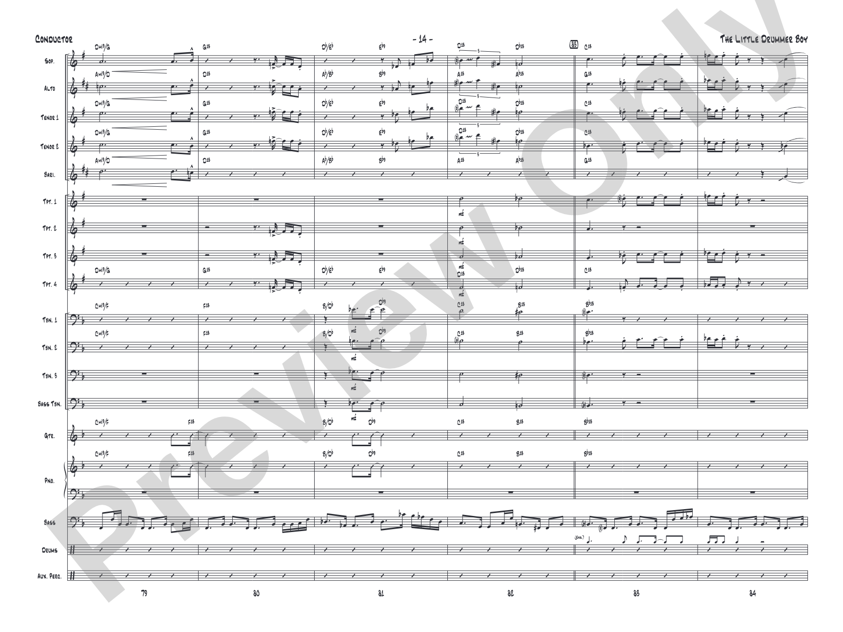 The Little Drummer Boy: Jazz Ensemble Conductor Score & Parts