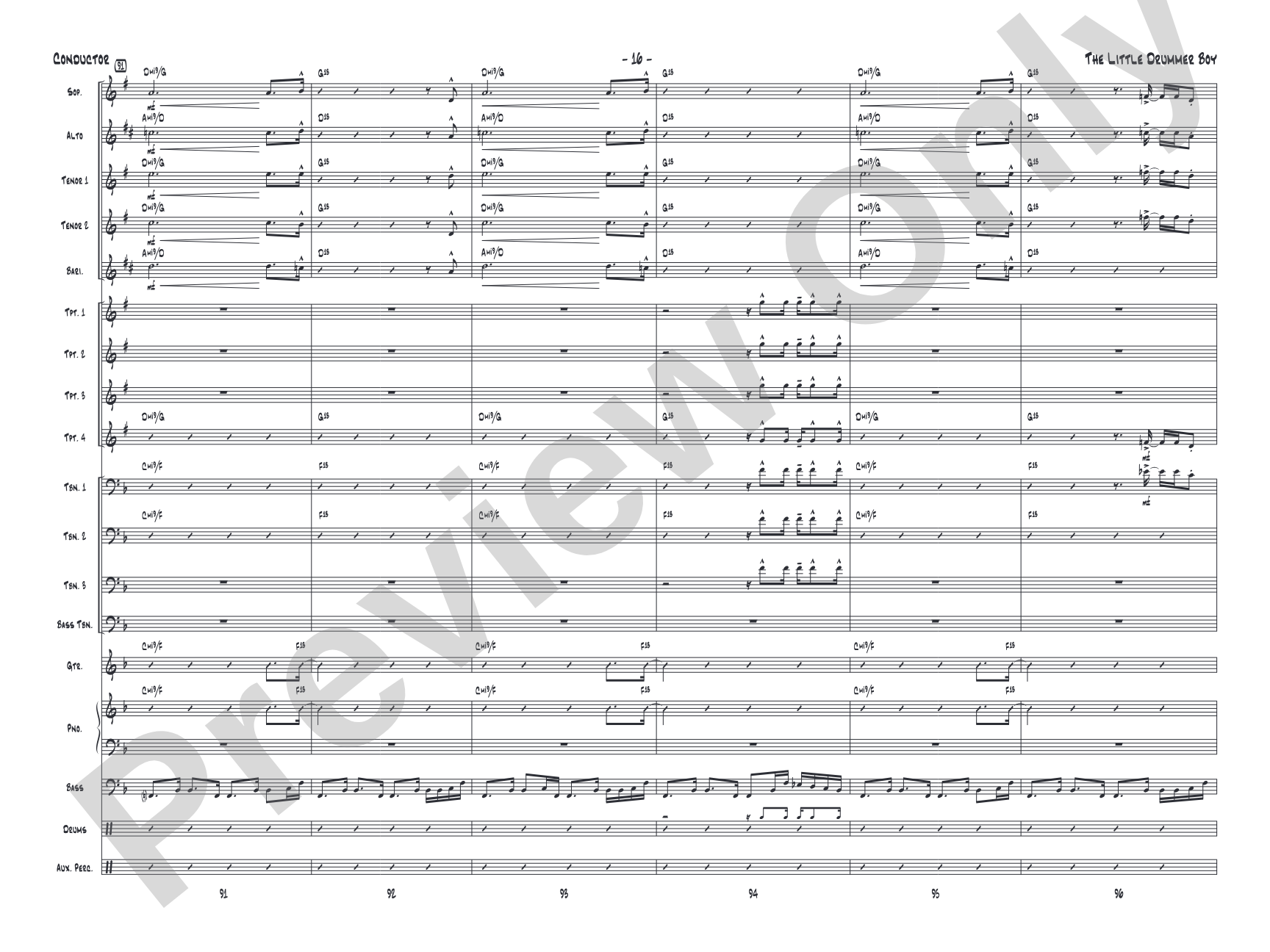 The Little Drummer Boy: Jazz Ensemble Conductor Score & Parts