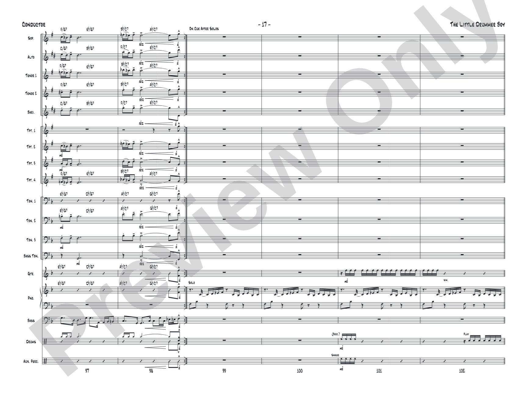 The Little Drummer Boy: Jazz Ensemble Conductor Score & Parts