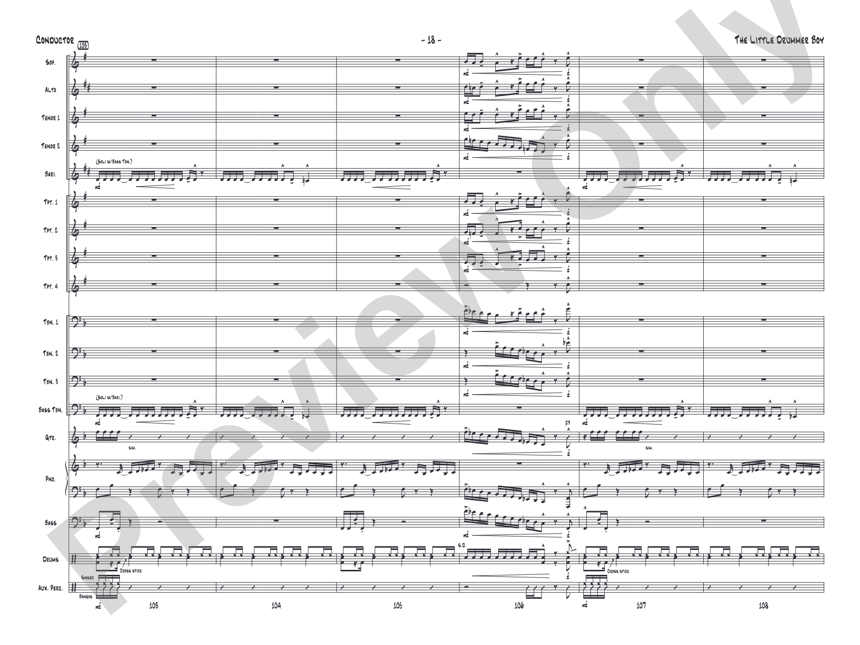 The Little Drummer Boy: Jazz Ensemble Conductor Score & Parts