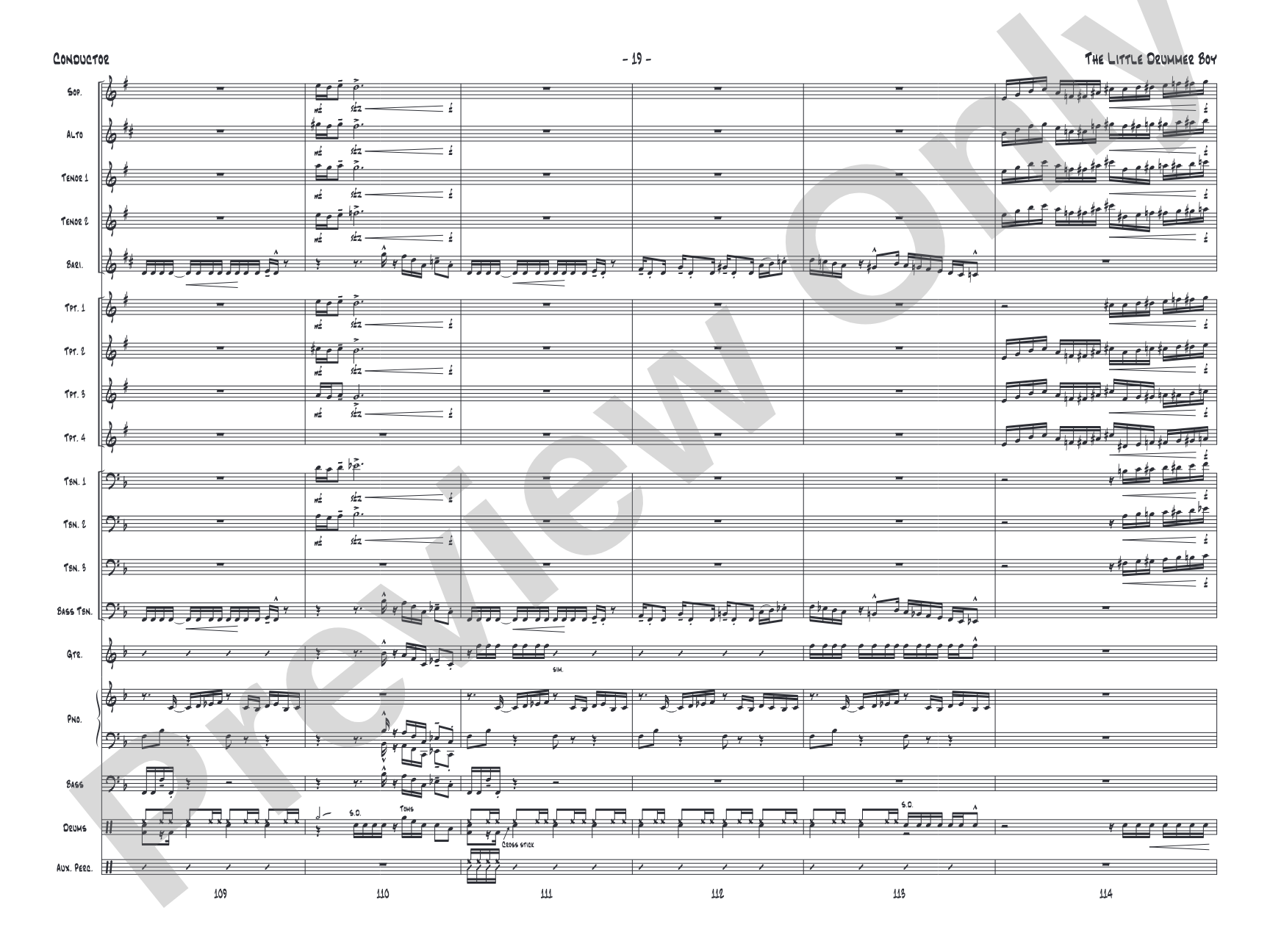 The Little Drummer Boy: Jazz Ensemble Conductor Score & Parts
