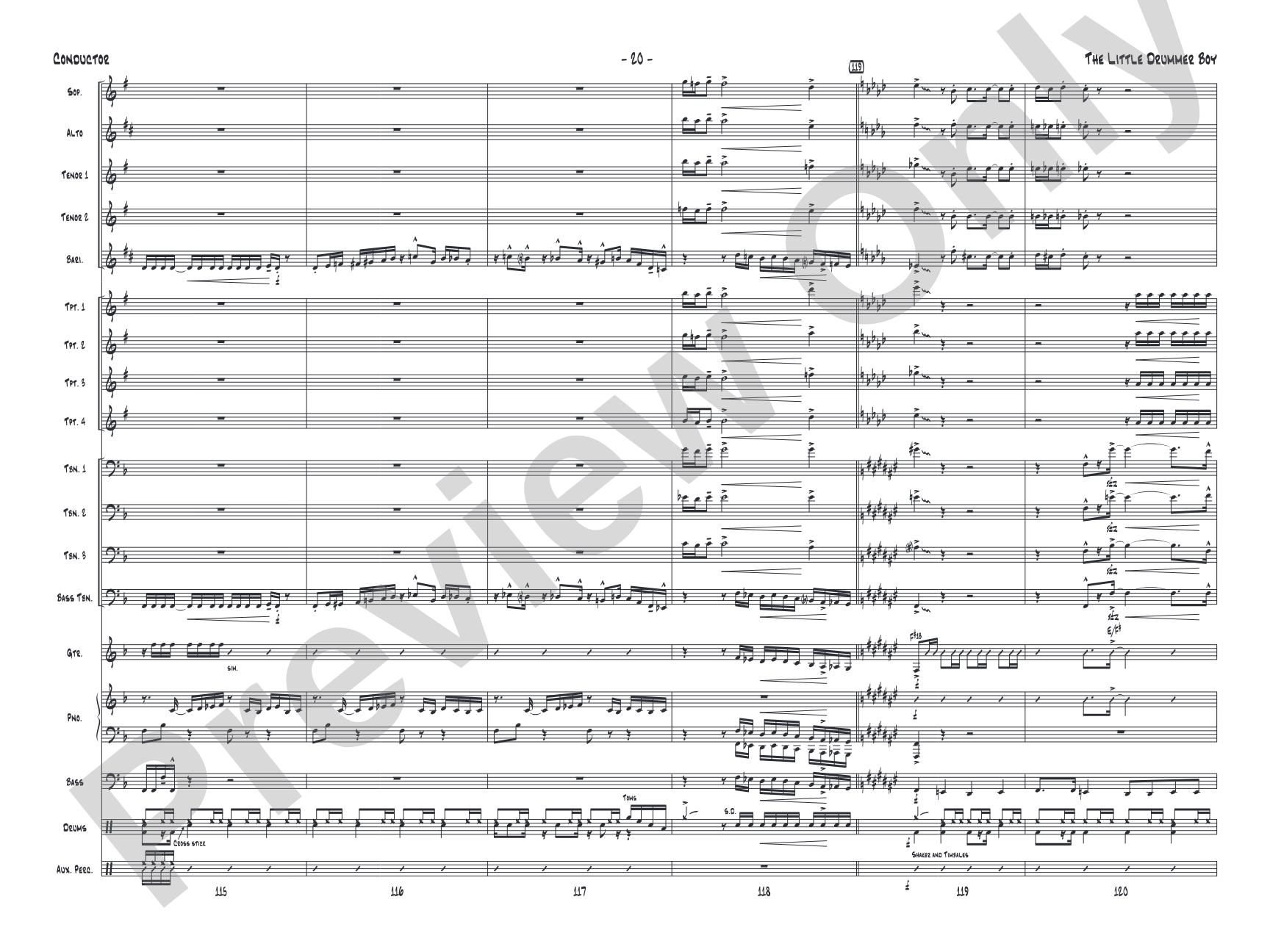 The Little Drummer Boy: Jazz Ensemble Conductor Score & Parts