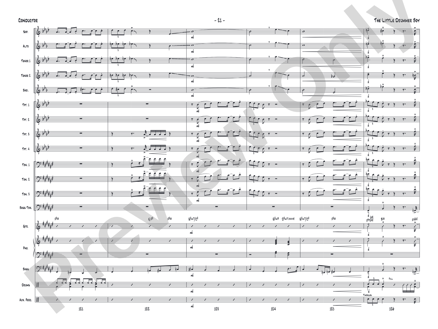 The Little Drummer Boy: Jazz Ensemble Conductor Score & Parts