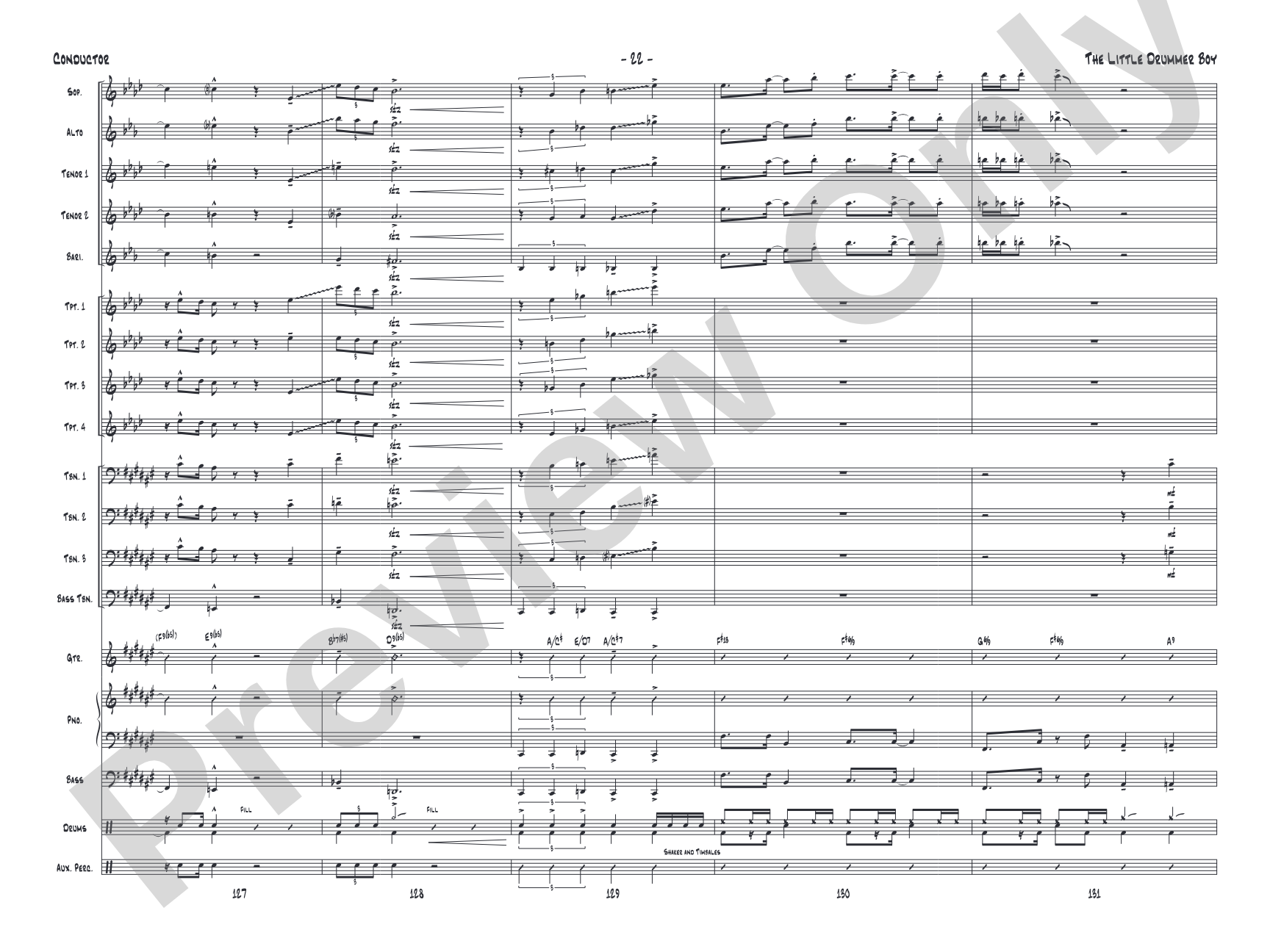 The Little Drummer Boy: Jazz Ensemble Conductor Score & Parts
