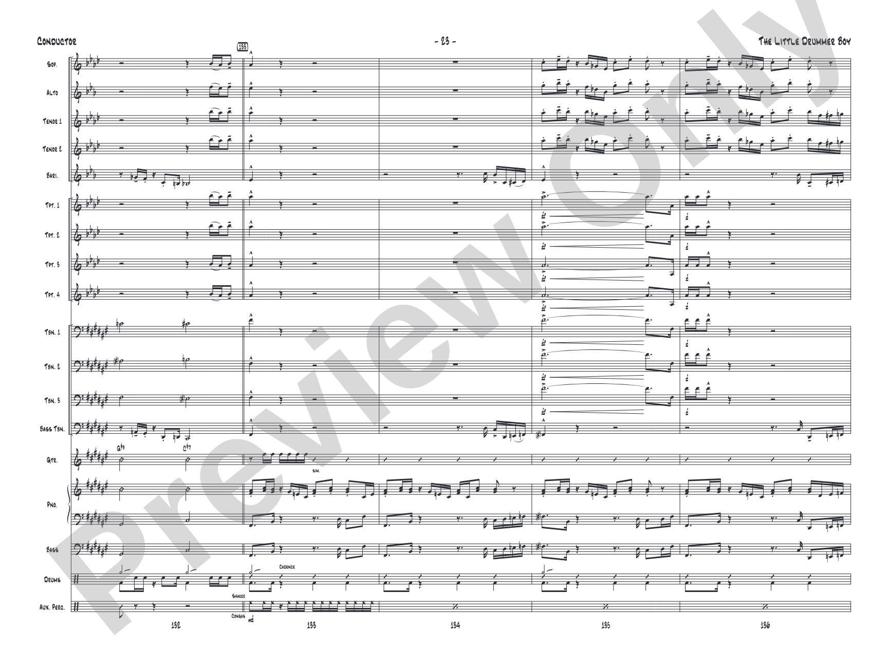 The Little Drummer Boy: Jazz Ensemble Conductor Score & Parts