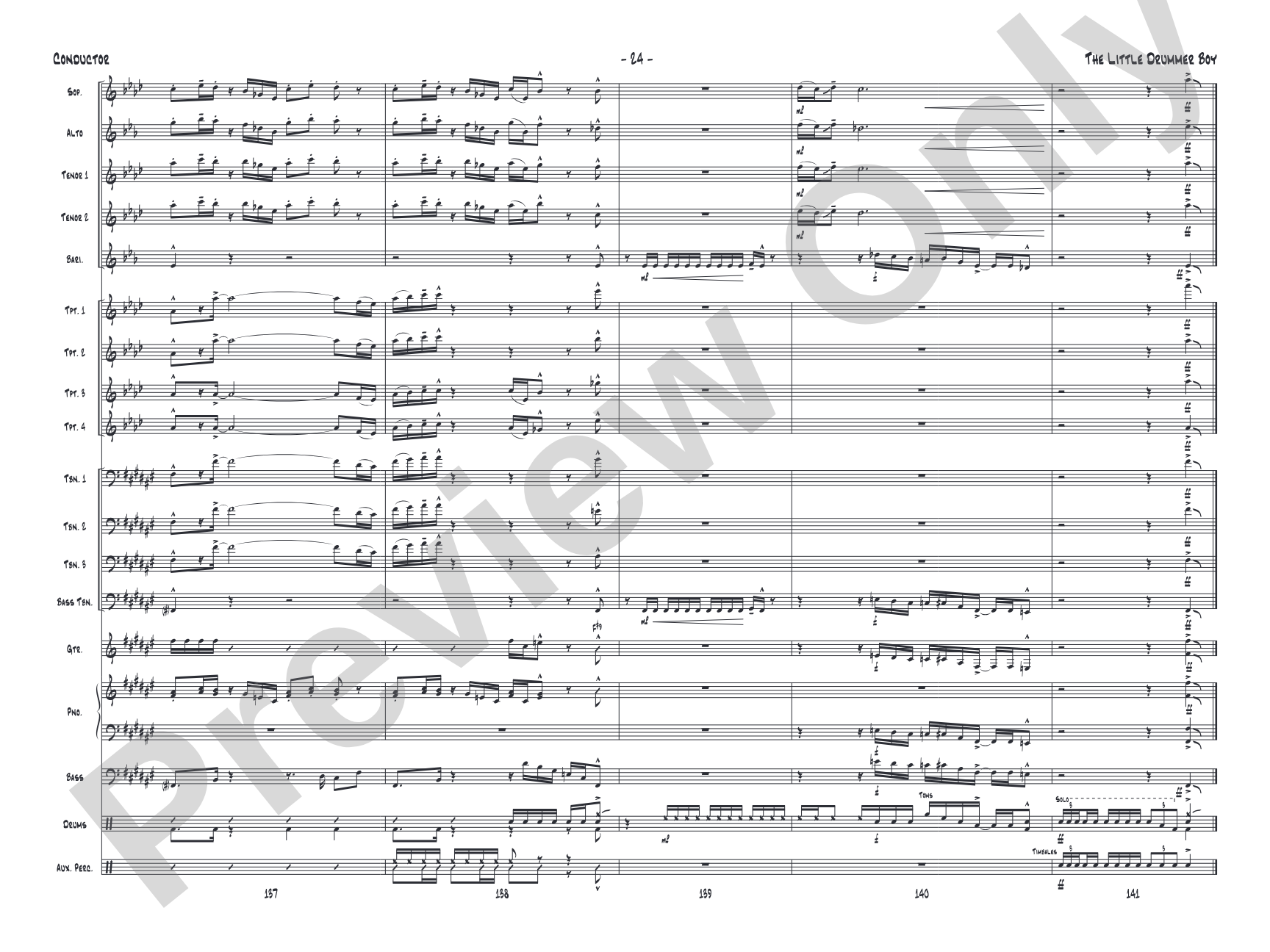The Little Drummer Boy: Jazz Ensemble Conductor Score & Parts