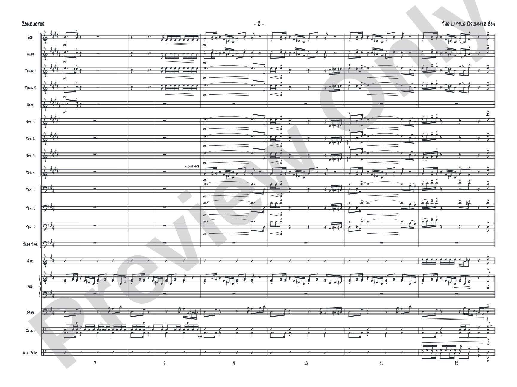 The Little Drummer Boy: Jazz Ensemble Conductor Score & Parts
