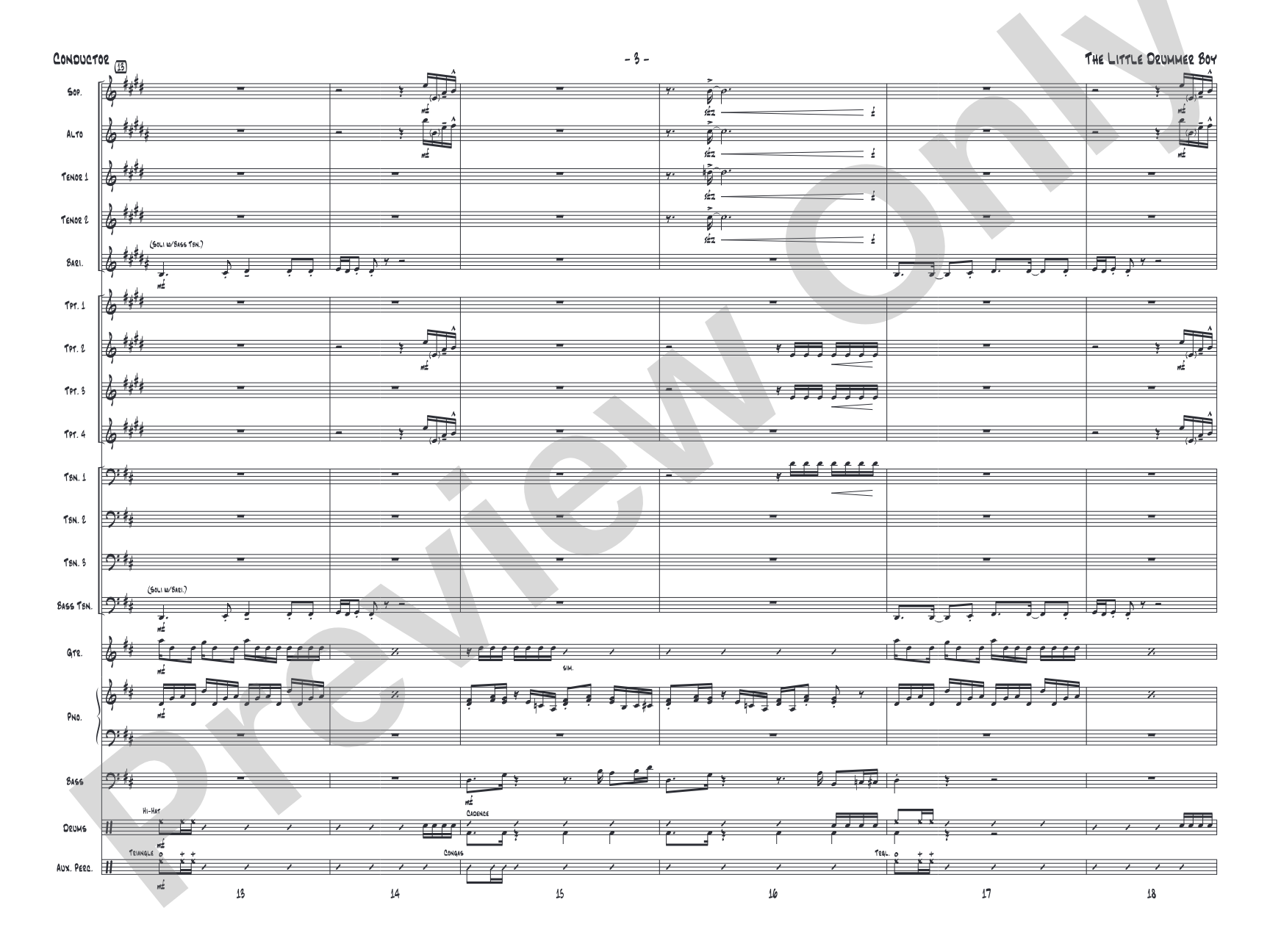 The Little Drummer Boy: Jazz Ensemble Conductor Score & Parts