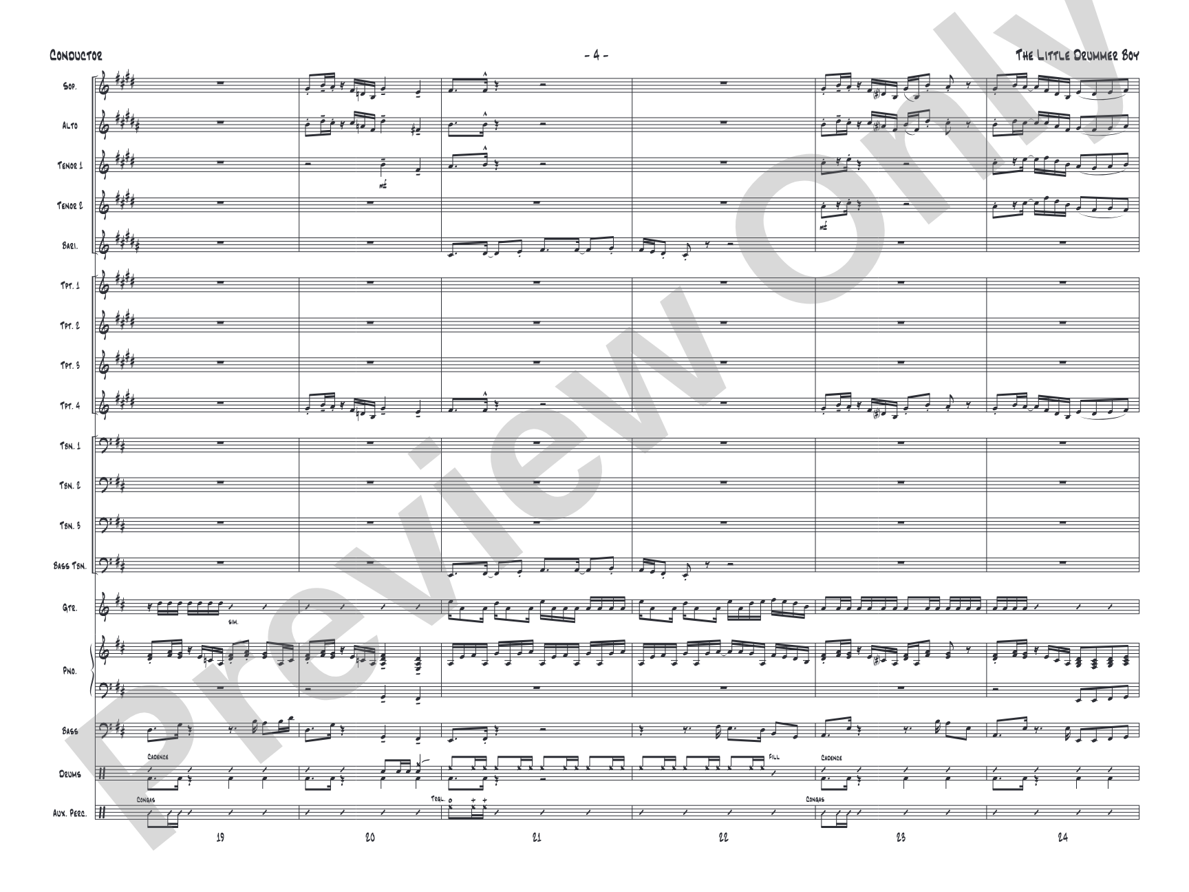 The Little Drummer Boy: Jazz Ensemble Conductor Score & Parts