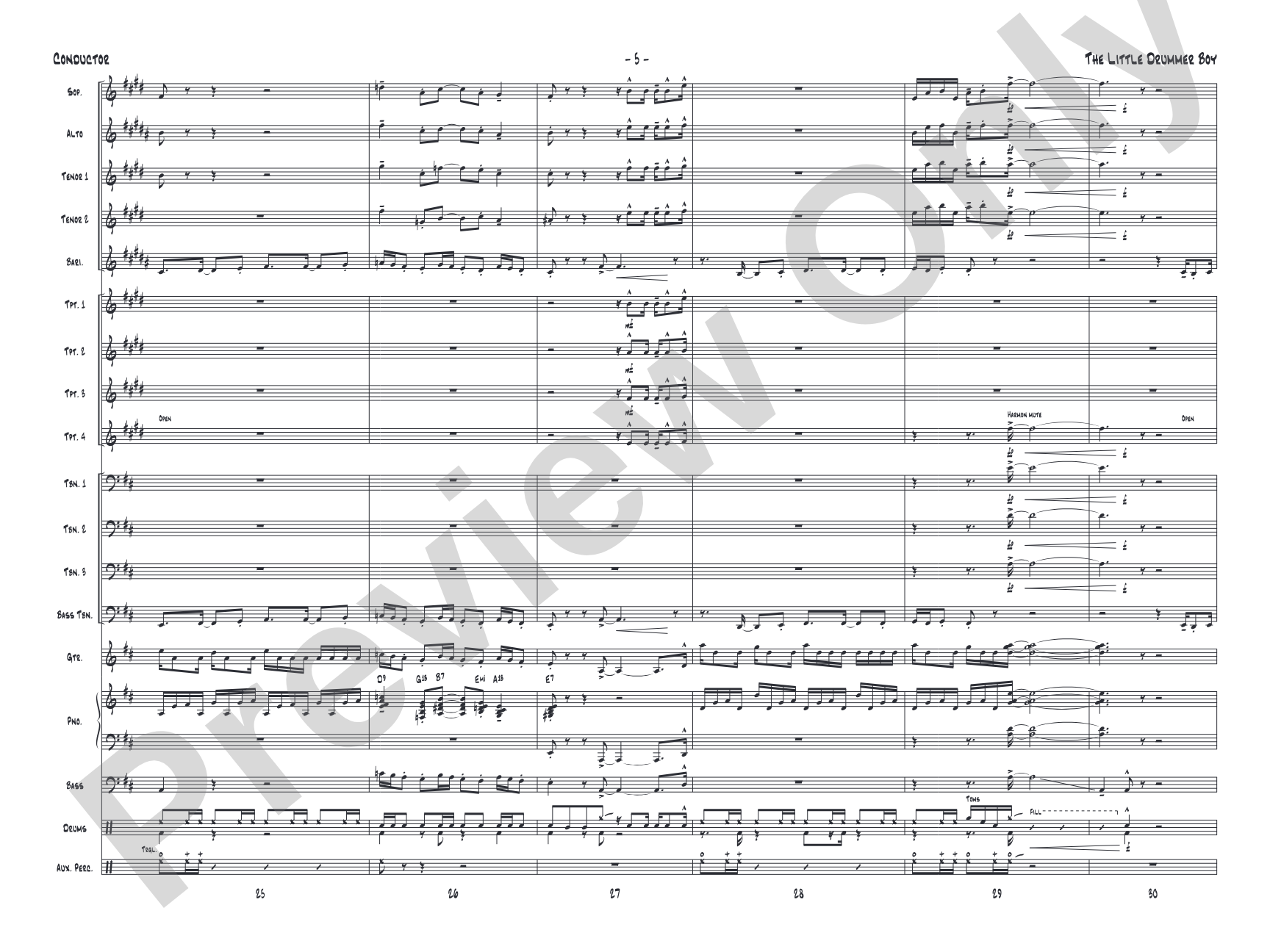 The Little Drummer Boy: Jazz Ensemble Conductor Score & Parts