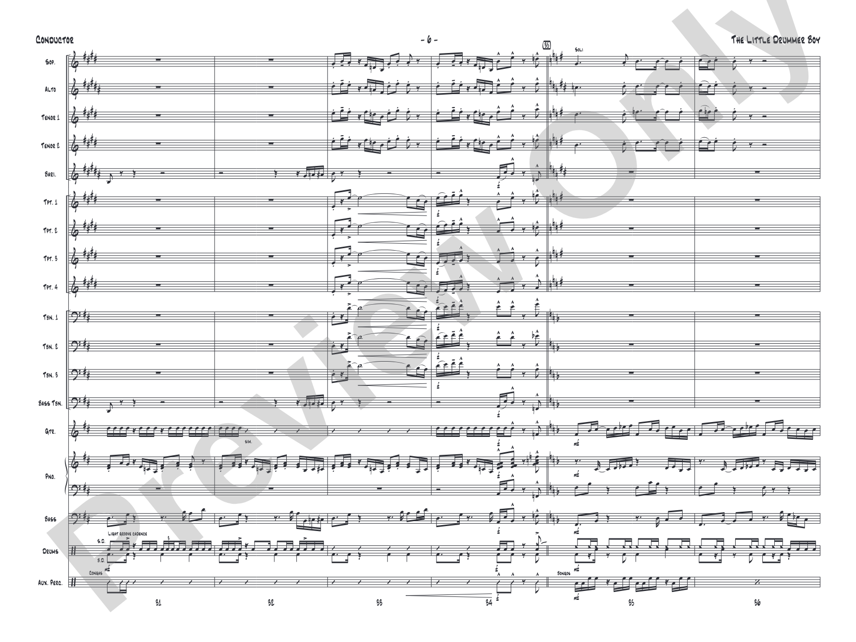 The Little Drummer Boy: Jazz Ensemble Conductor Score & Parts