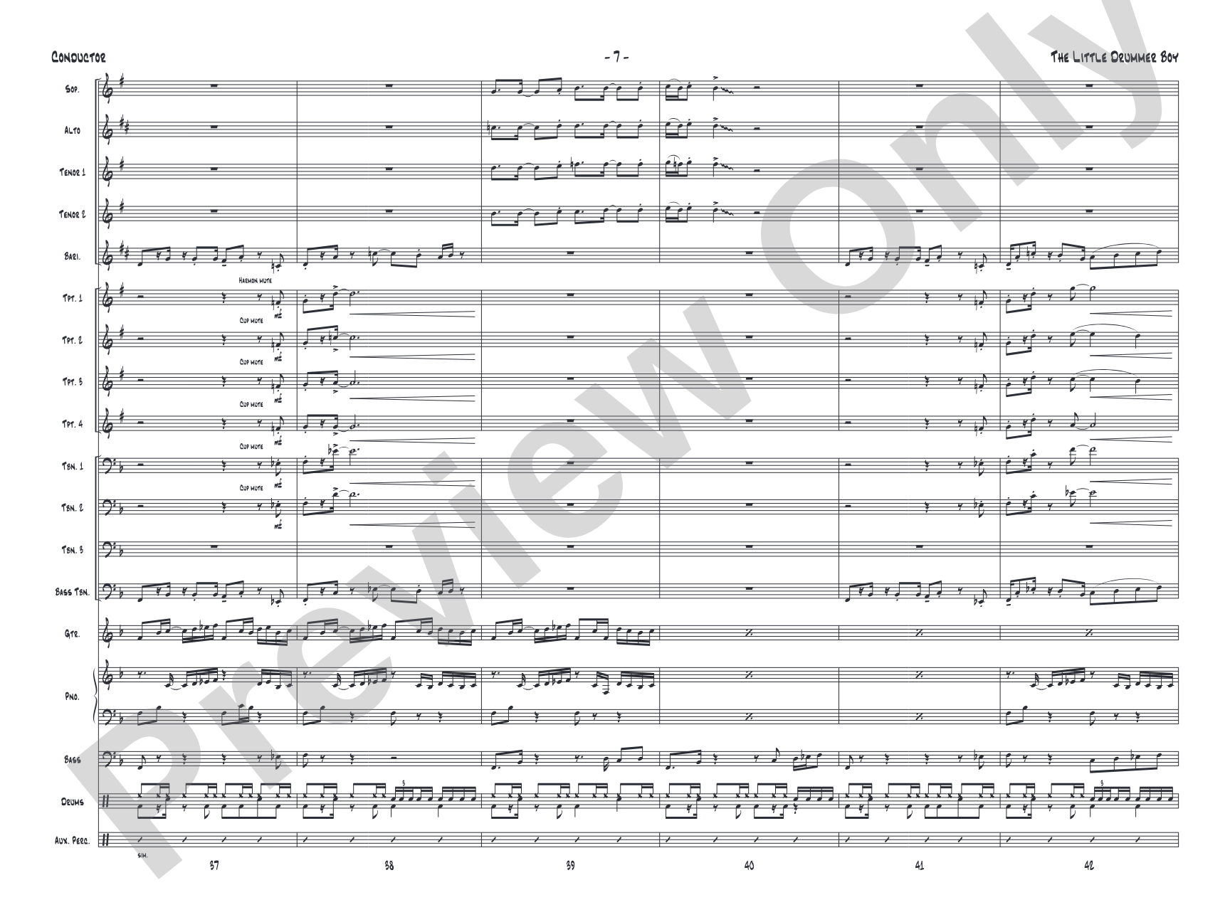 The Little Drummer Boy: Jazz Ensemble Conductor Score & Parts