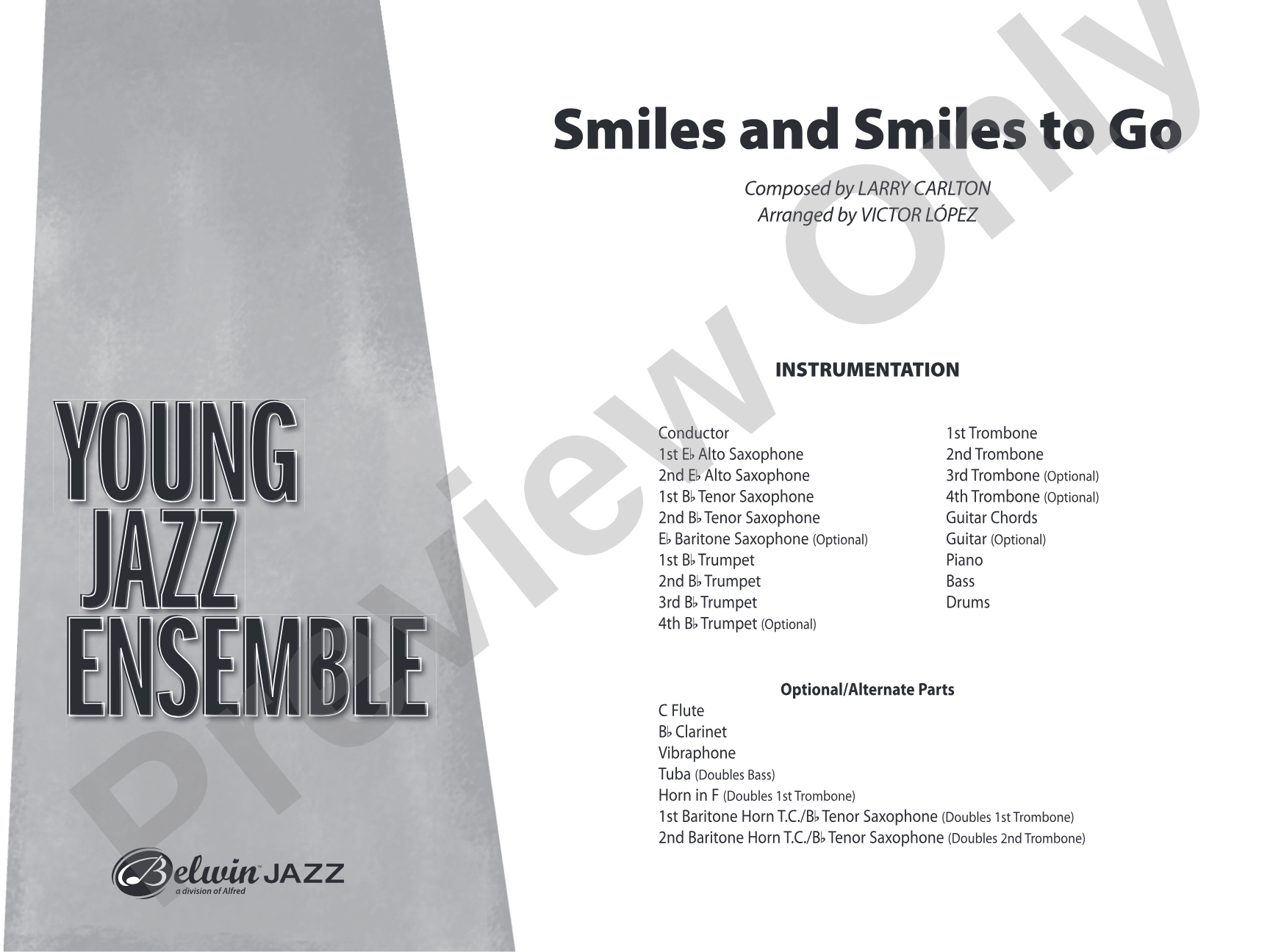 Smiles and Smiles to Go: Jazz Ensemble Conductor Score & Parts