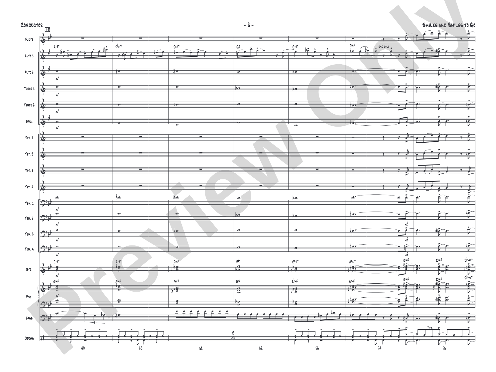 Smiles and Smiles to Go: Jazz Ensemble Conductor Score & Parts
