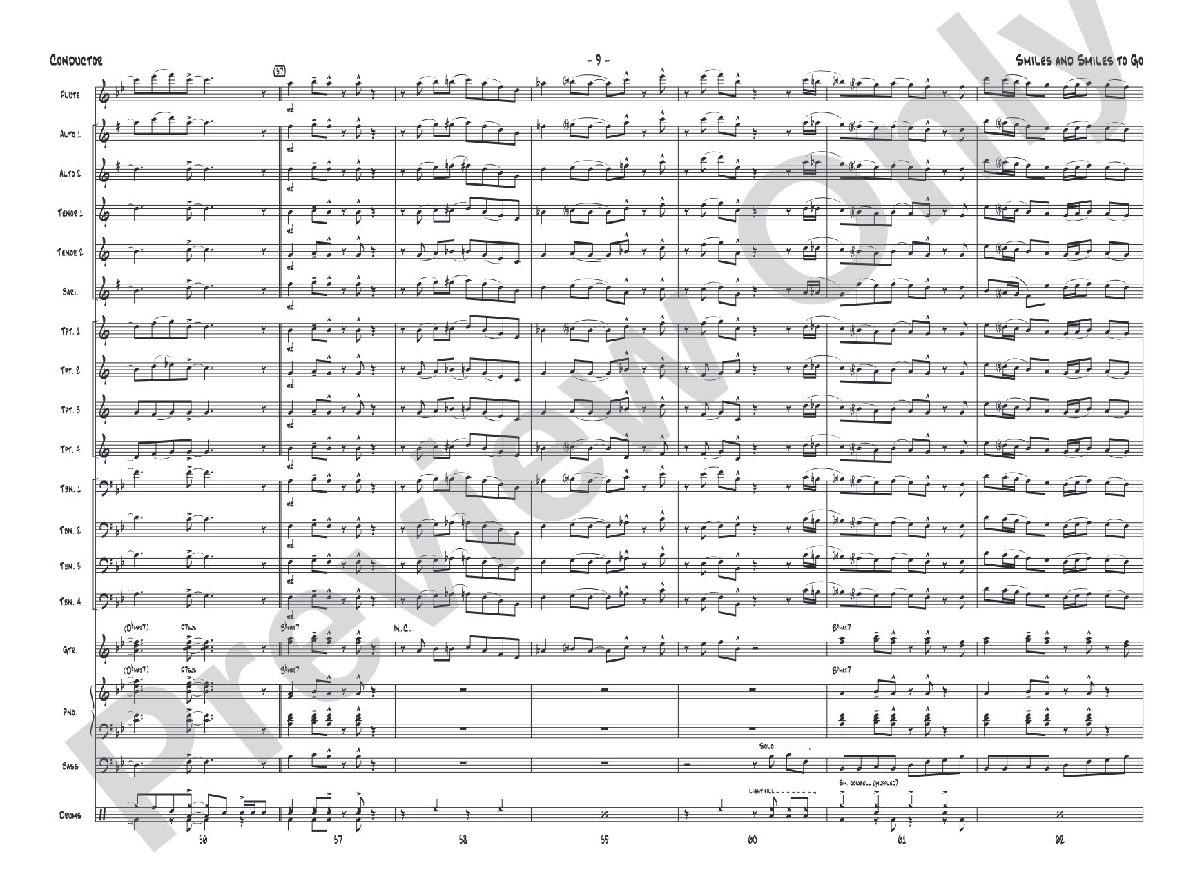 Smiles and Smiles to Go: Jazz Ensemble Conductor Score & Parts