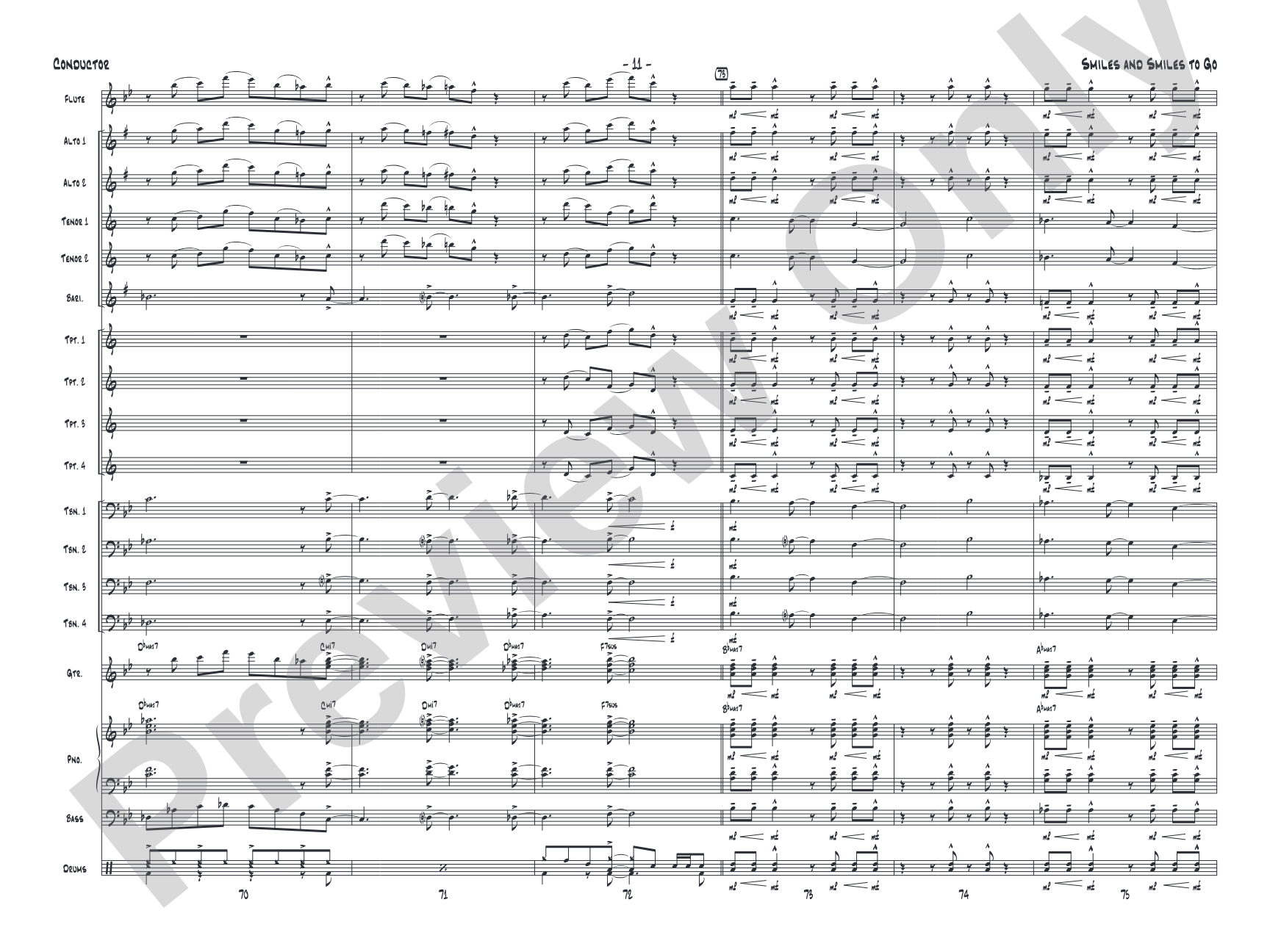 Smiles and Smiles to Go: Jazz Ensemble Conductor Score & Parts